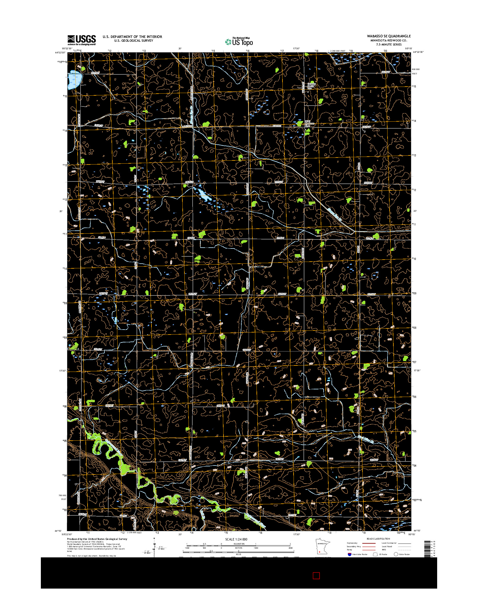 USGS US TOPO 7.5-MINUTE MAP FOR WABASSO SE, MN 2016