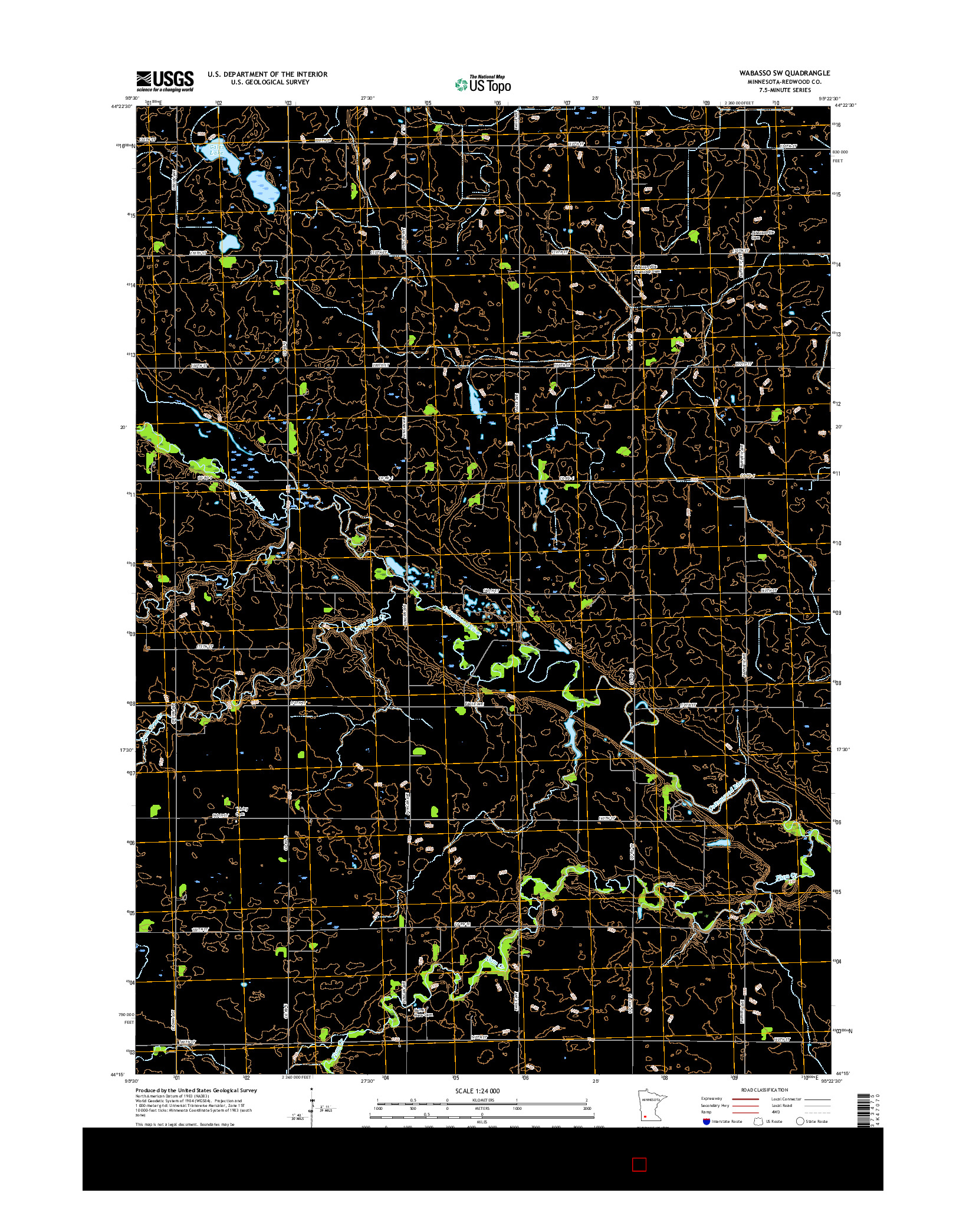 USGS US TOPO 7.5-MINUTE MAP FOR WABASSO SW, MN 2016