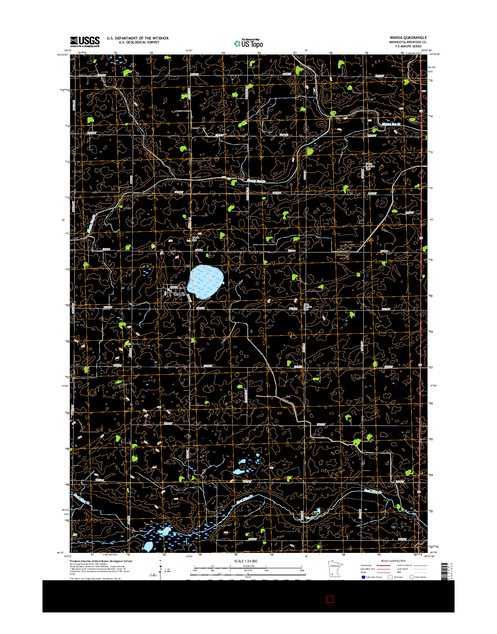 USGS US TOPO 7.5-MINUTE MAP FOR WANDA, MN 2016