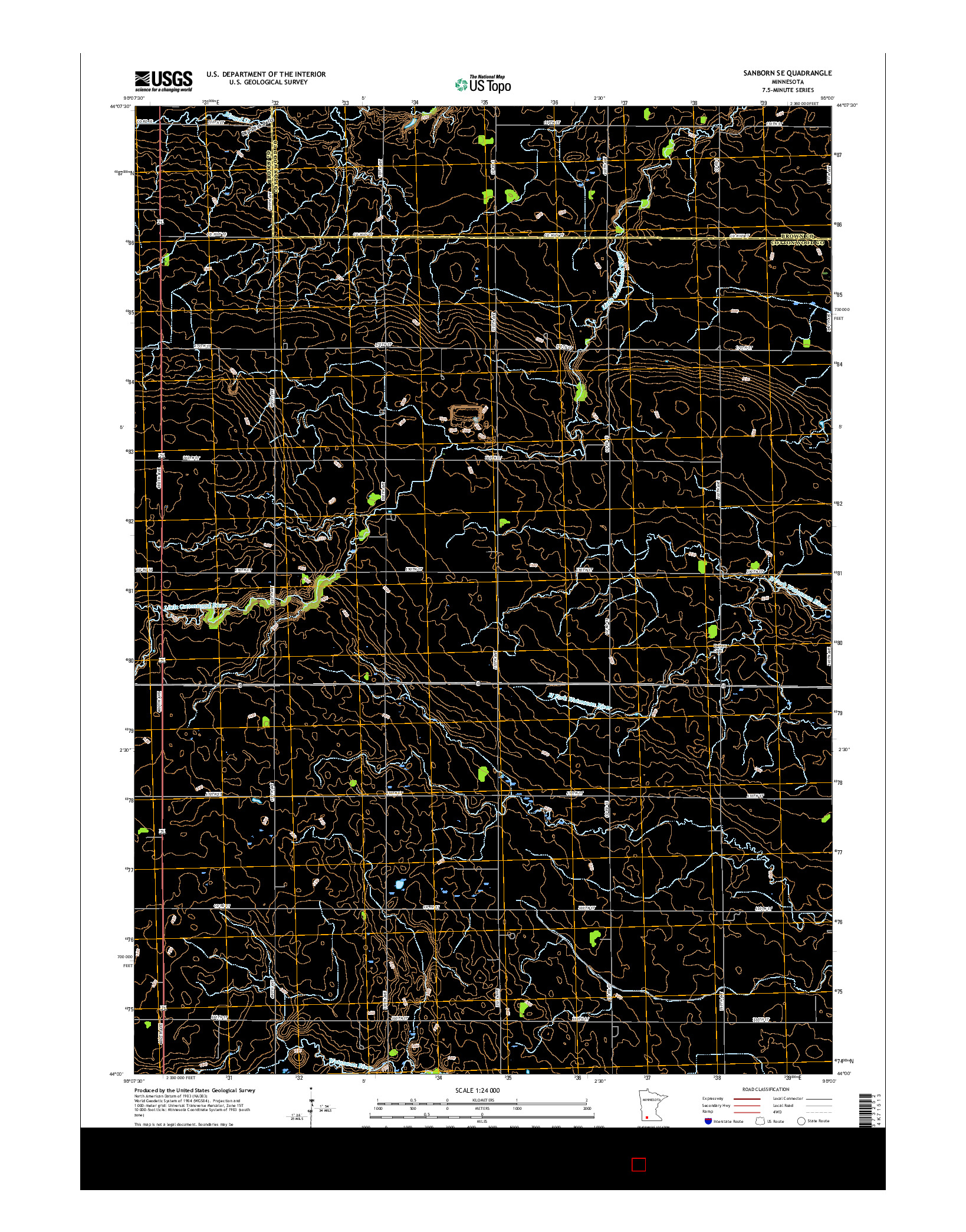 USGS US TOPO 7.5-MINUTE MAP FOR SANBORN SE, MN 2016