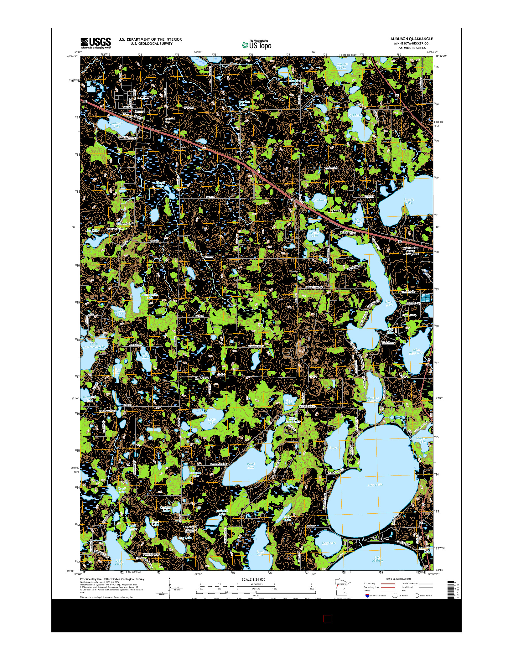 USGS US TOPO 7.5-MINUTE MAP FOR AUDUBON, MN 2016
