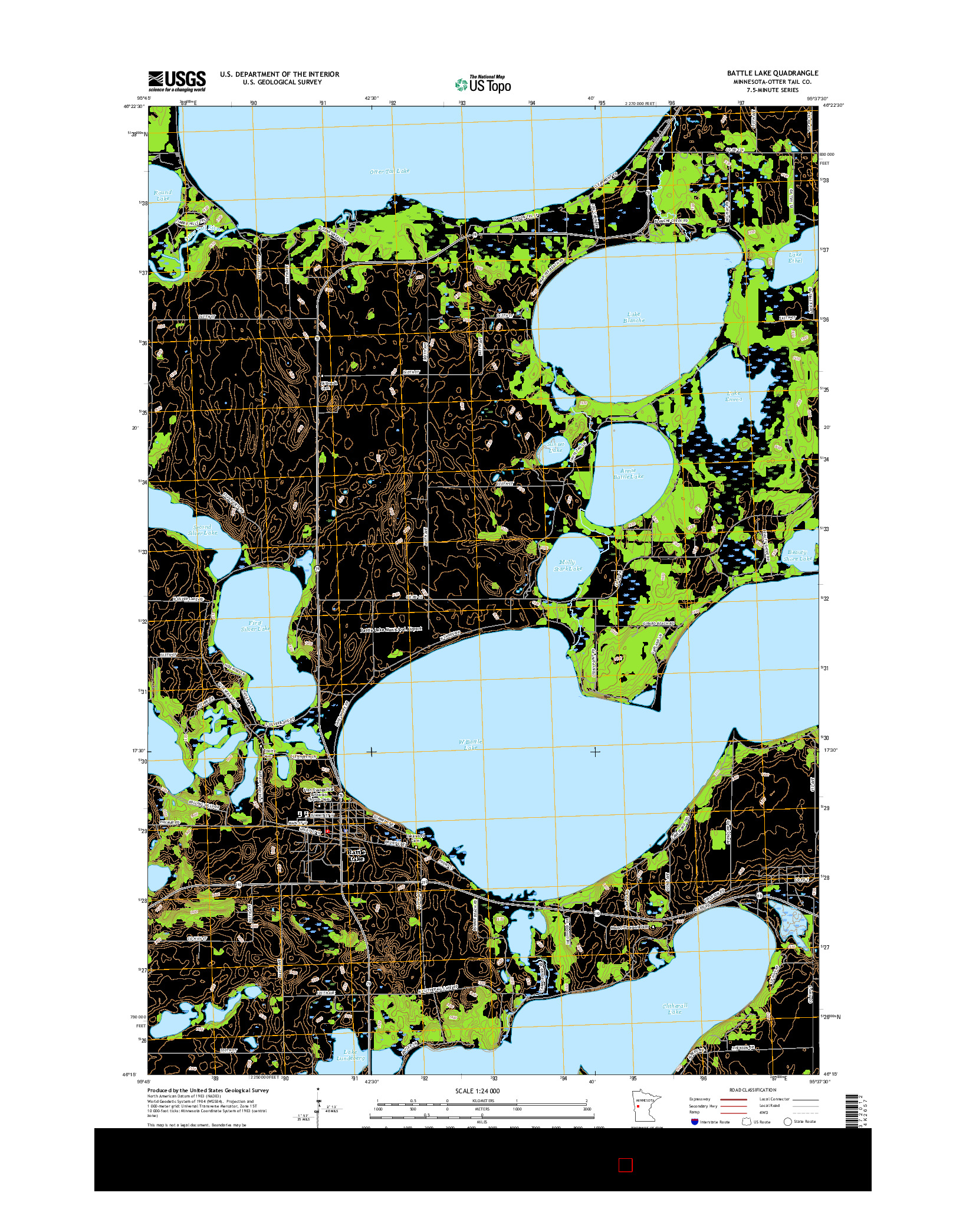 USGS US TOPO 7.5-MINUTE MAP FOR BATTLE LAKE, MN 2016