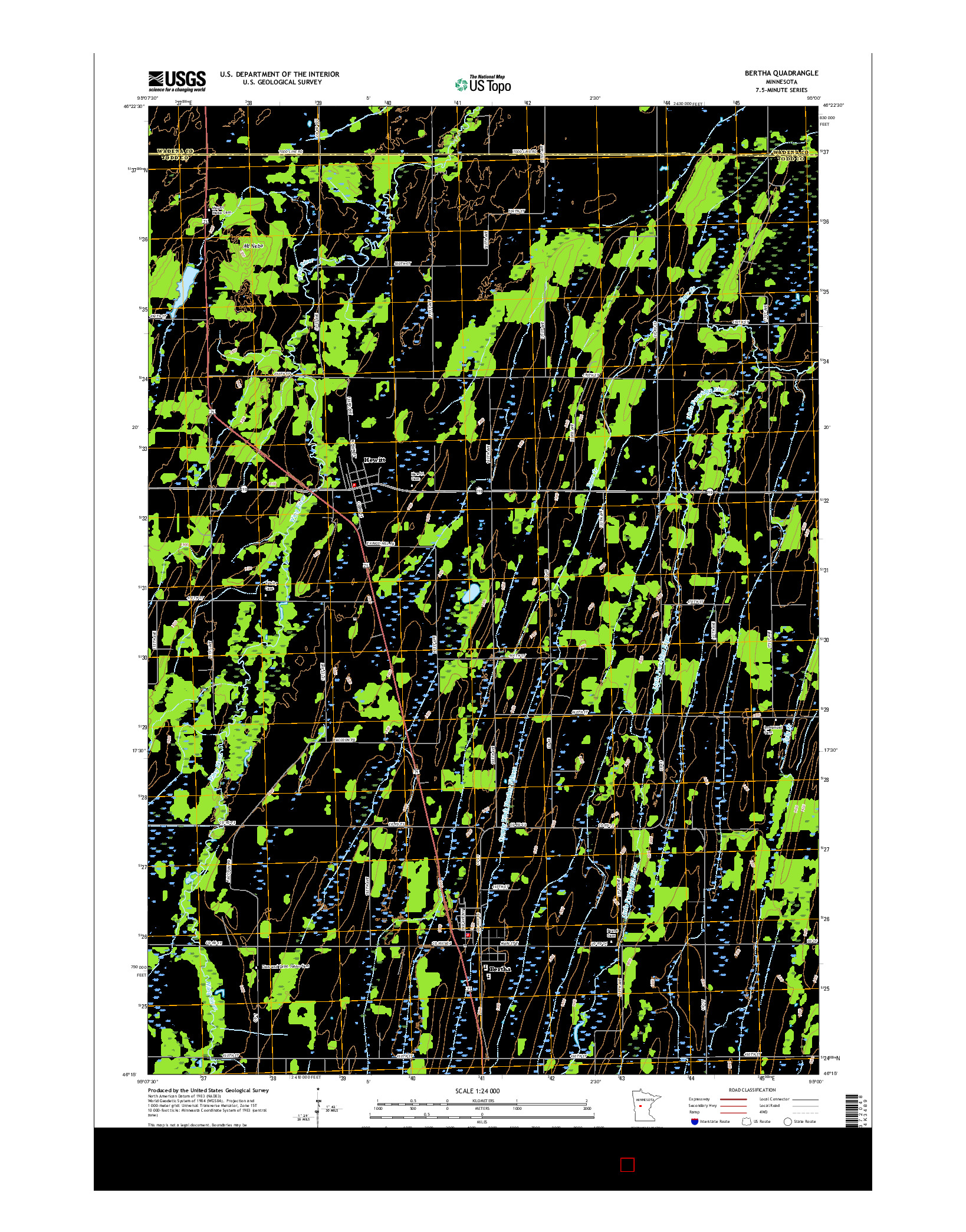 USGS US TOPO 7.5-MINUTE MAP FOR BERTHA, MN 2016