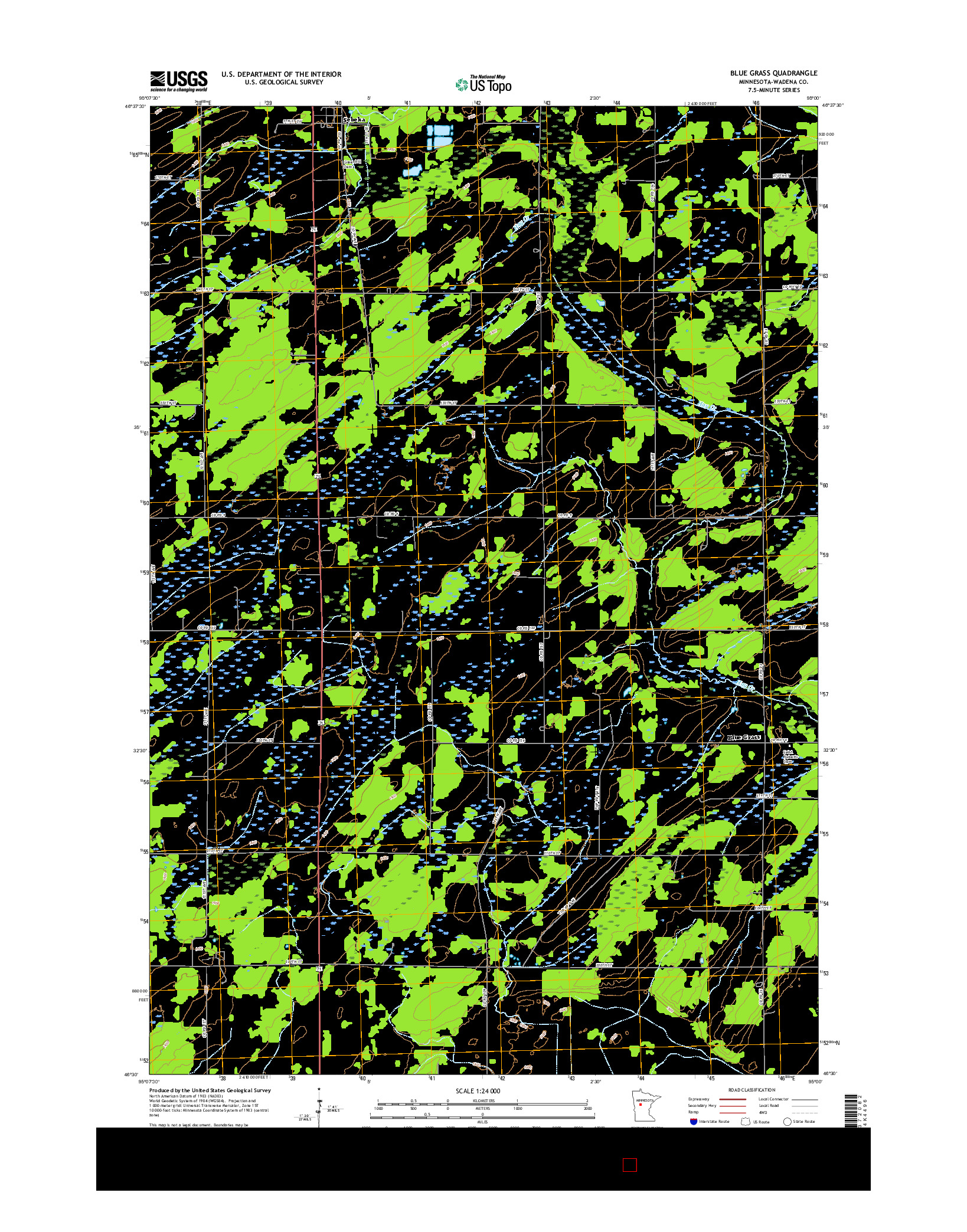 USGS US TOPO 7.5-MINUTE MAP FOR BLUE GRASS, MN 2016