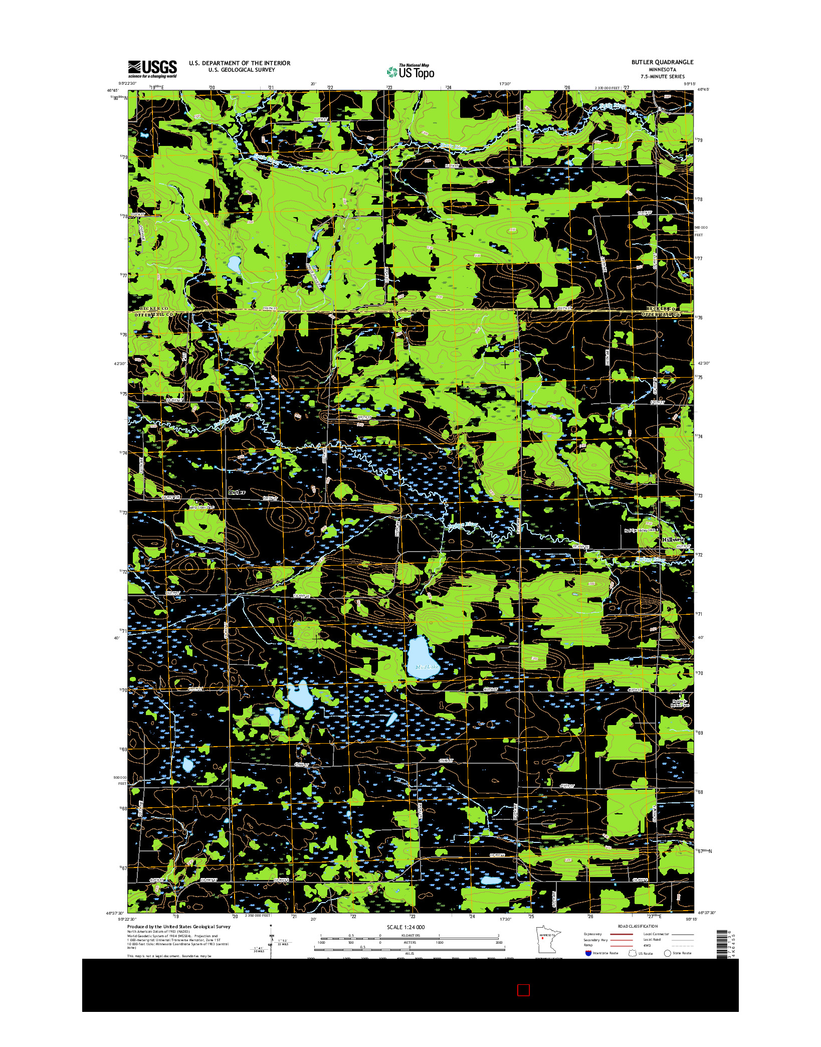 USGS US TOPO 7.5-MINUTE MAP FOR BUTLER, MN 2016