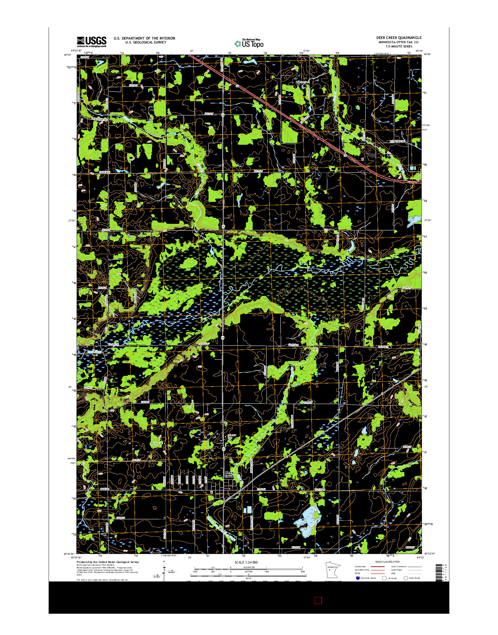 USGS US TOPO 7.5-MINUTE MAP FOR DEER CREEK, MN 2016