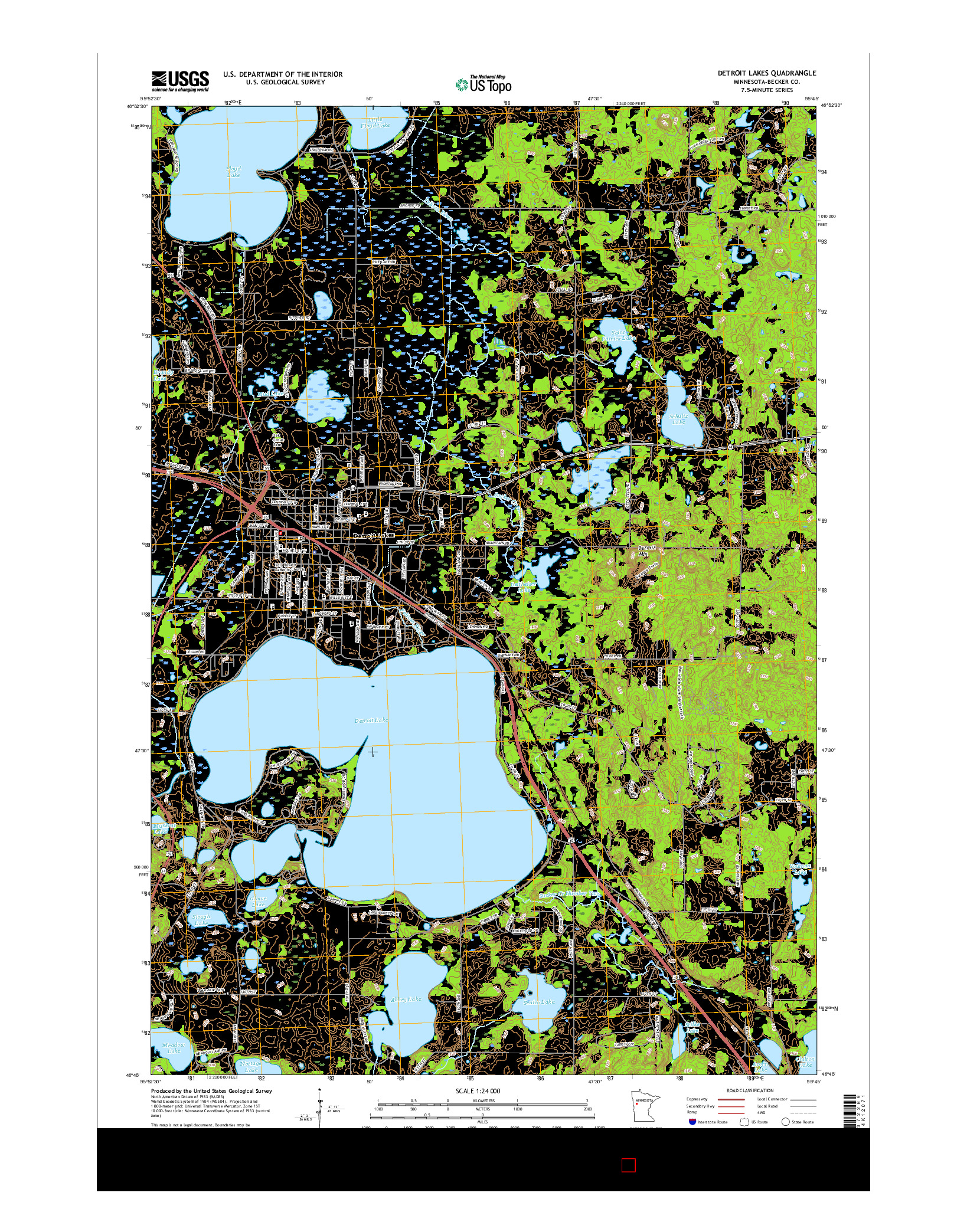 USGS US TOPO 7.5-MINUTE MAP FOR DETROIT LAKES, MN 2016