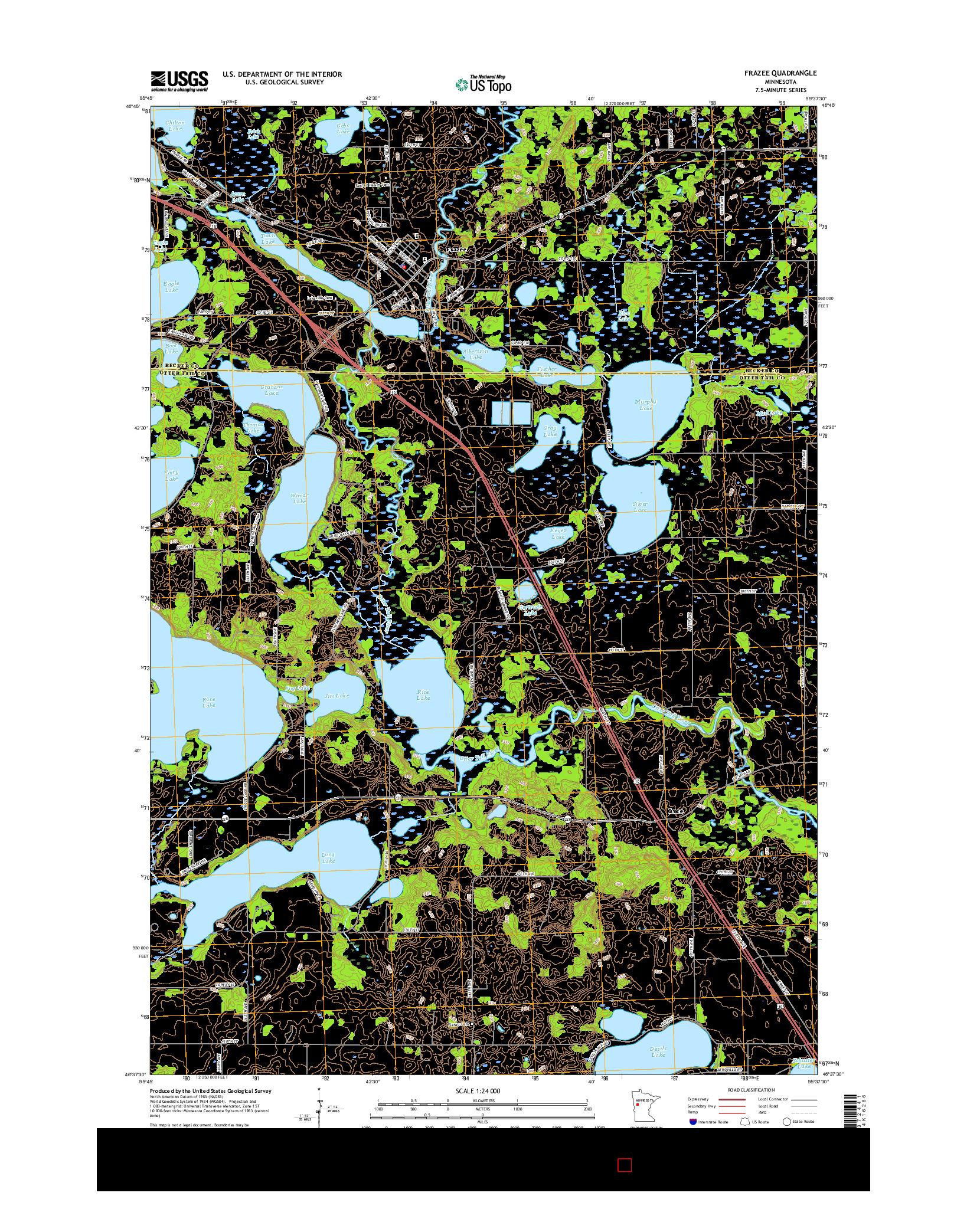 USGS US TOPO 7.5-MINUTE MAP FOR FRAZEE, MN 2016