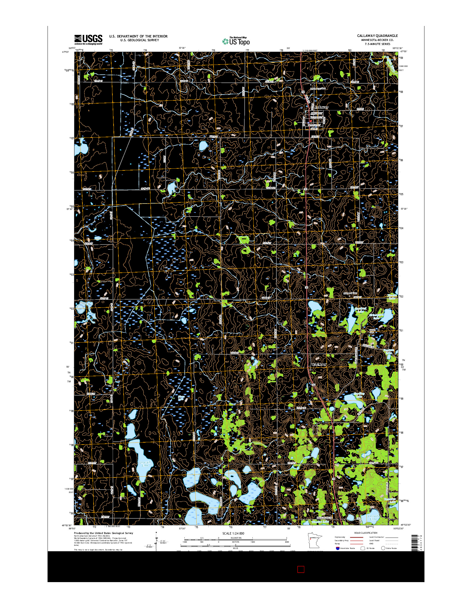 USGS US TOPO 7.5-MINUTE MAP FOR CALLAWAY, MN 2016