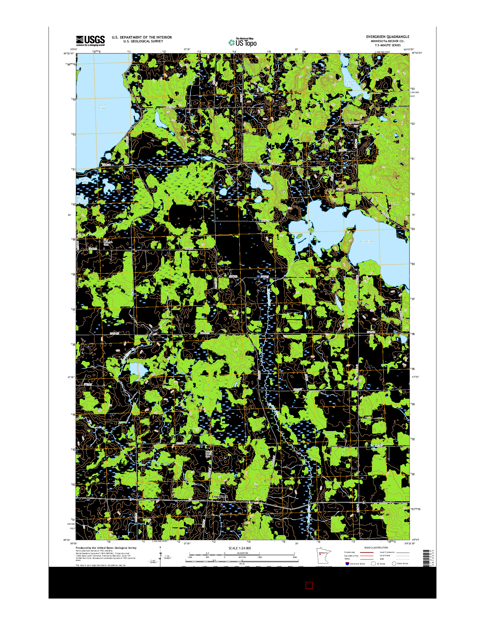 USGS US TOPO 7.5-MINUTE MAP FOR EVERGREEN, MN 2016