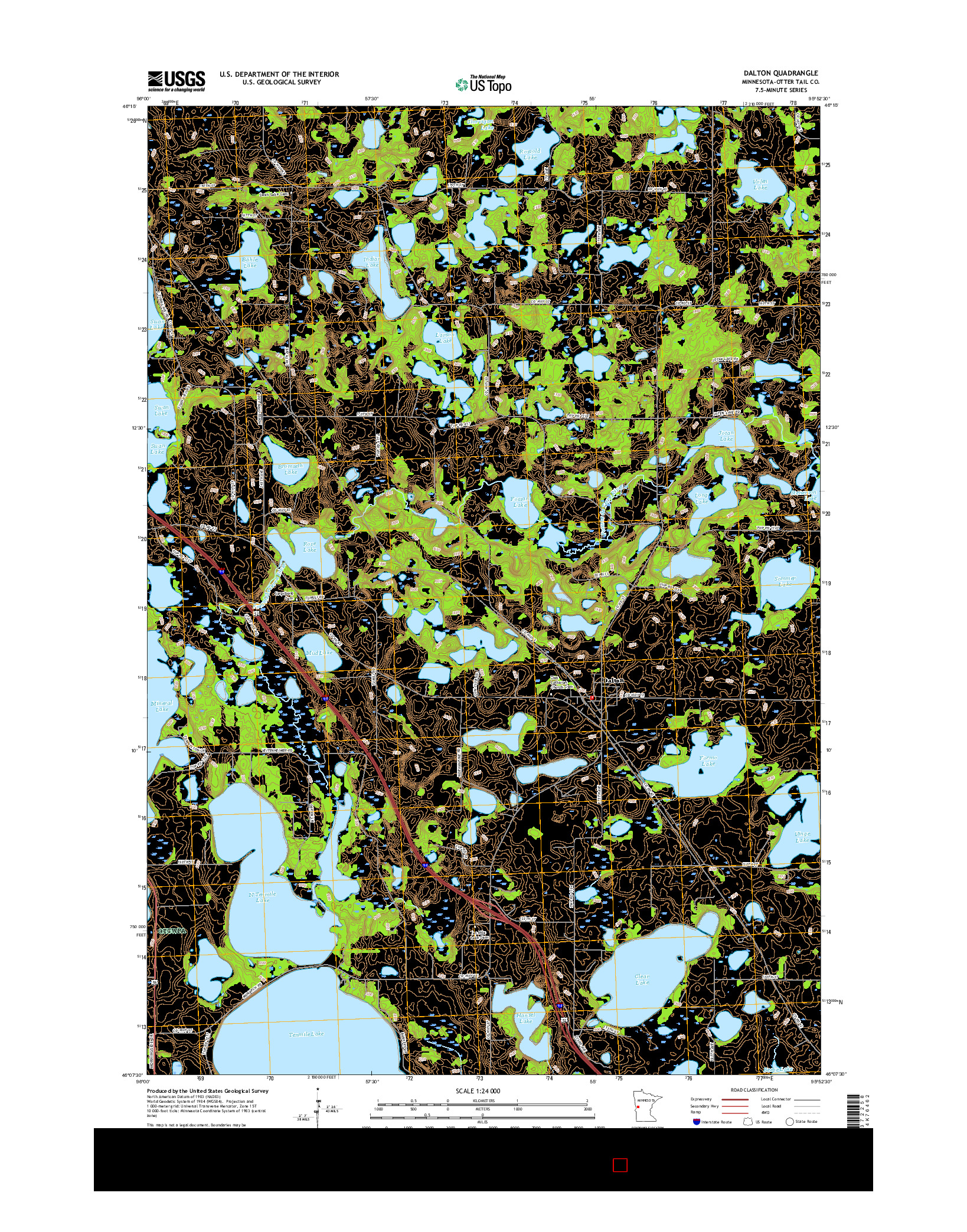 USGS US TOPO 7.5-MINUTE MAP FOR DALTON, MN 2016