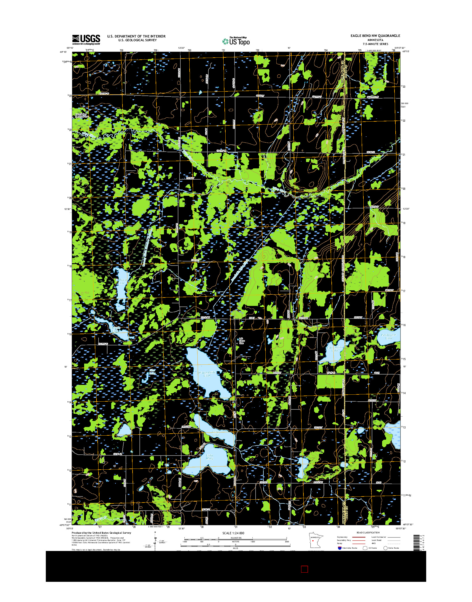 USGS US TOPO 7.5-MINUTE MAP FOR EAGLE BEND NW, MN 2016