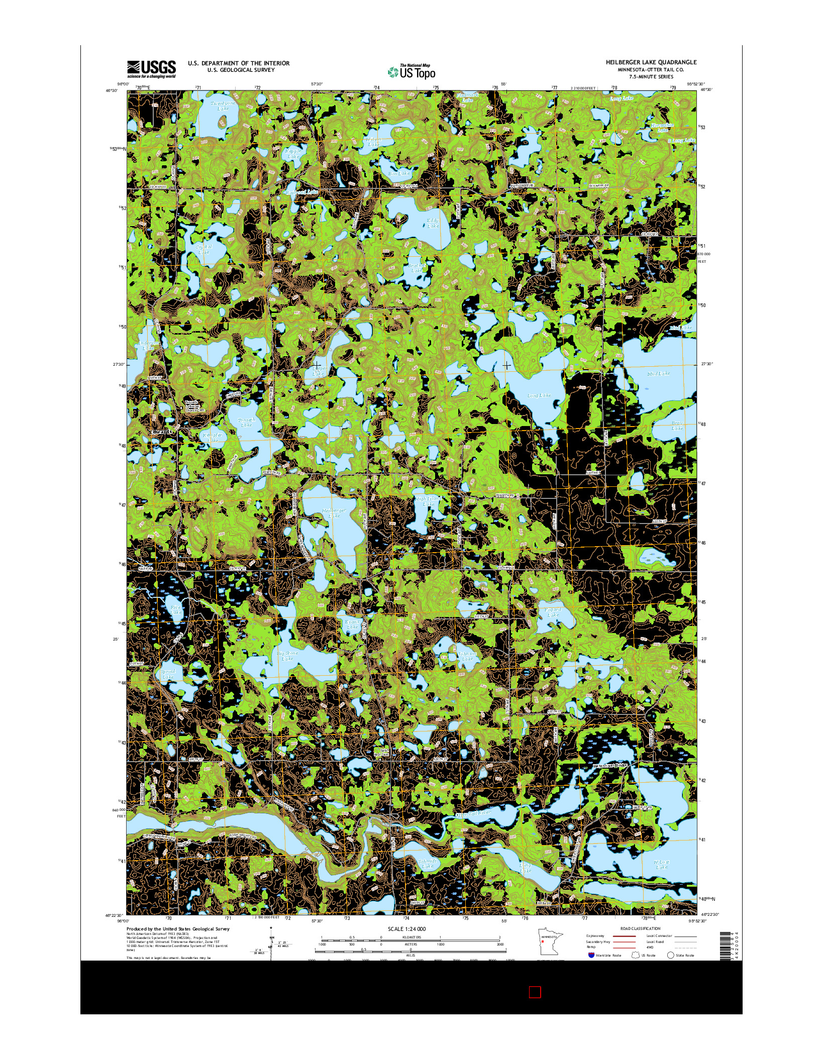 USGS US TOPO 7.5-MINUTE MAP FOR HEILBERGER LAKE, MN 2016