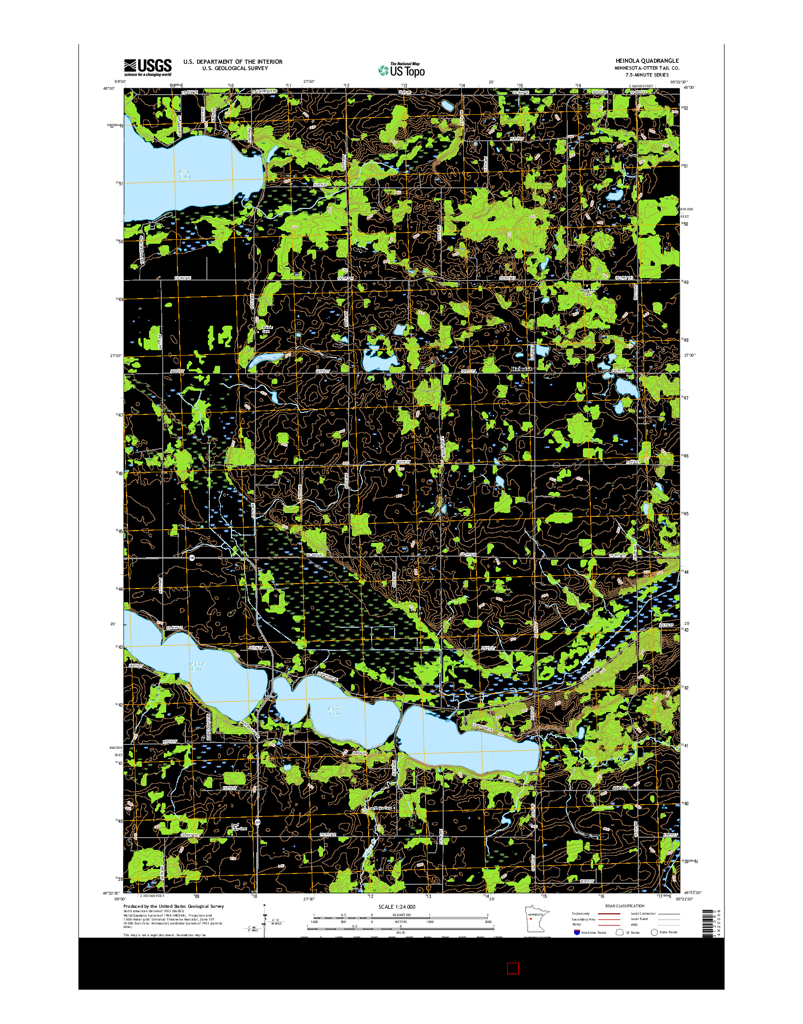 USGS US TOPO 7.5-MINUTE MAP FOR HEINOLA, MN 2016
