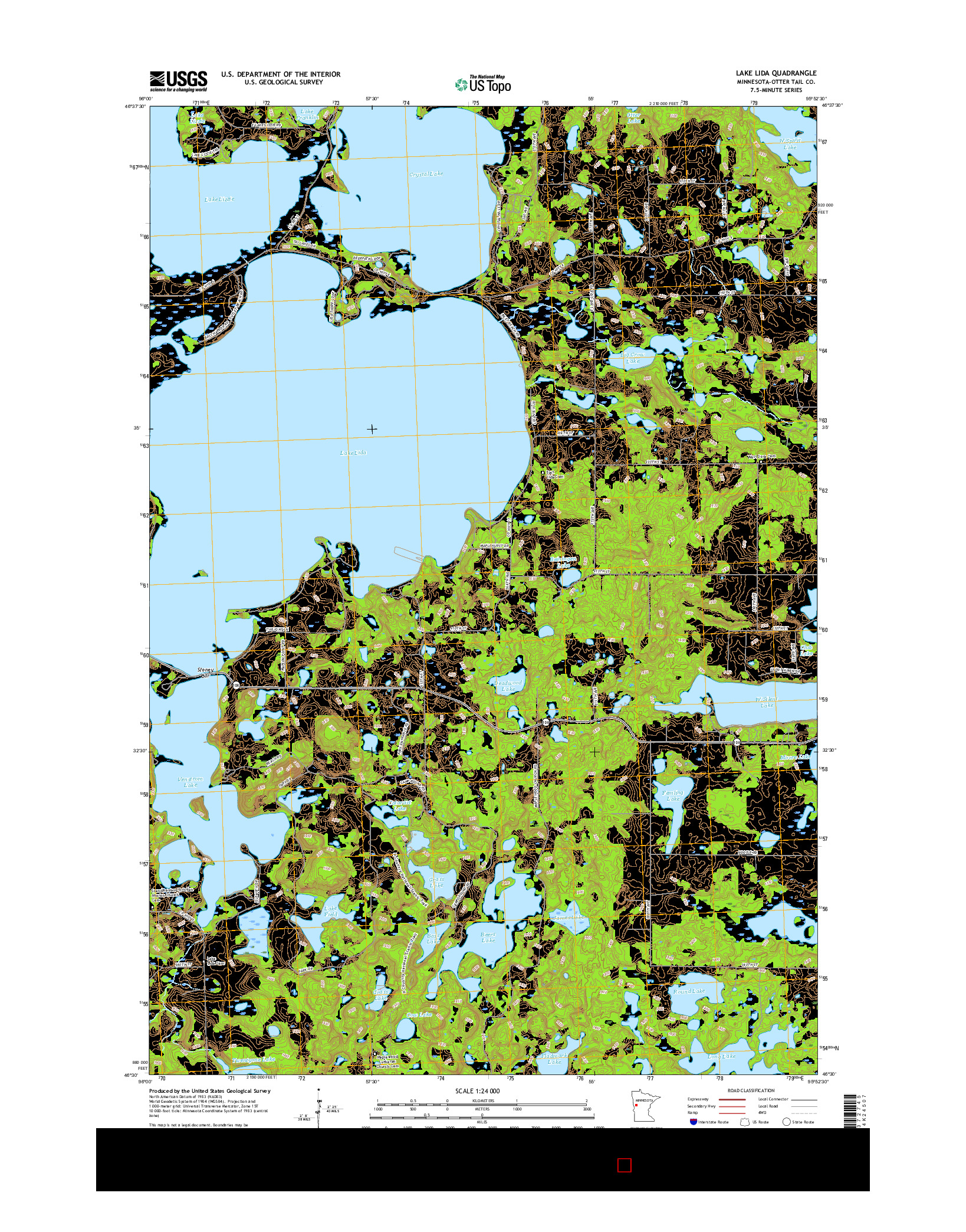 USGS US TOPO 7.5-MINUTE MAP FOR LAKE LIDA, MN 2016
