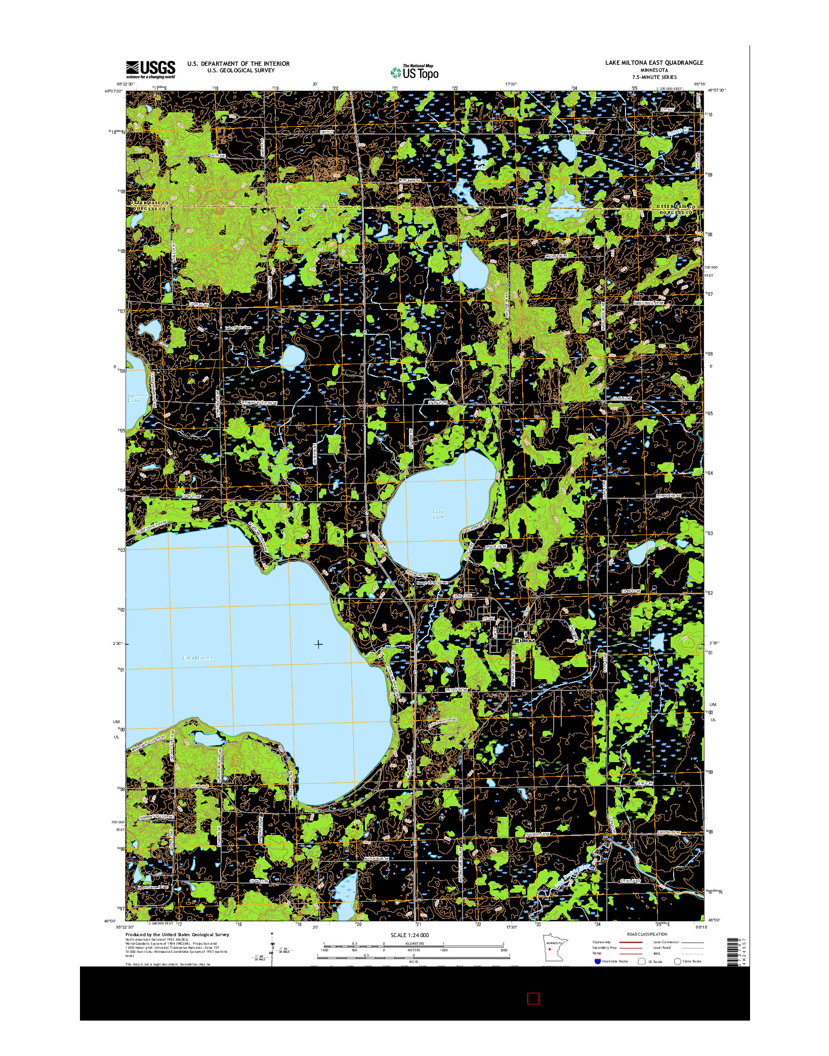 USGS US TOPO 7.5-MINUTE MAP FOR LAKE MILTONA EAST, MN 2016