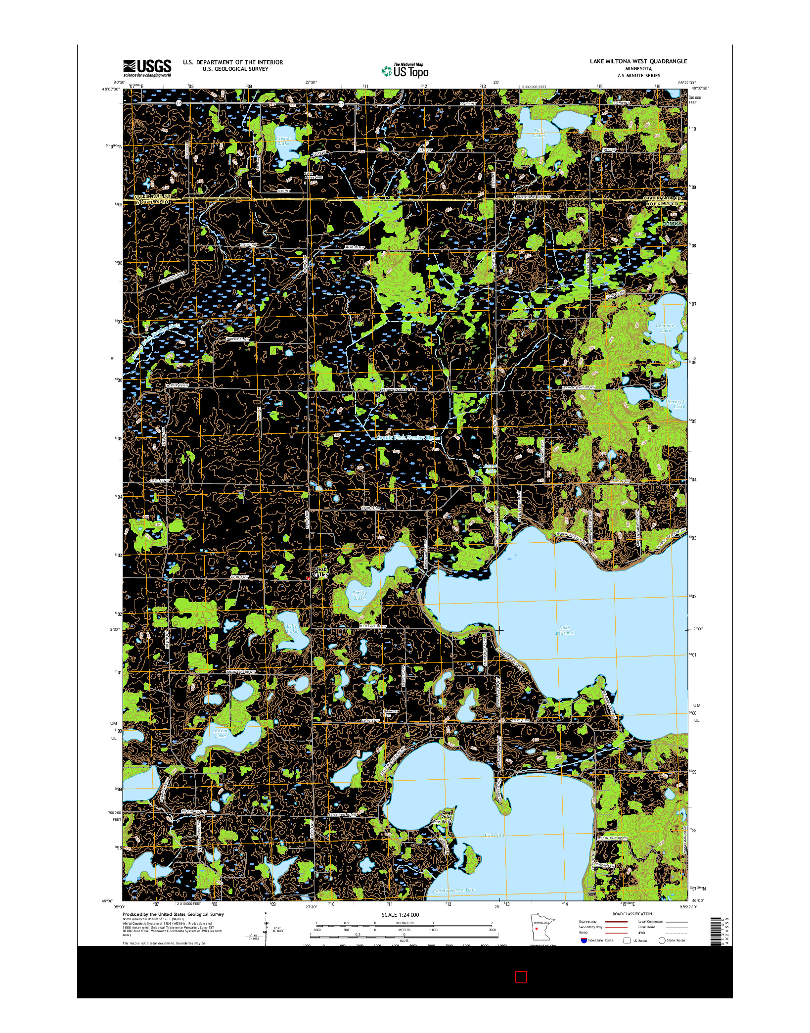 USGS US TOPO 7.5-MINUTE MAP FOR LAKE MILTONA WEST, MN 2016