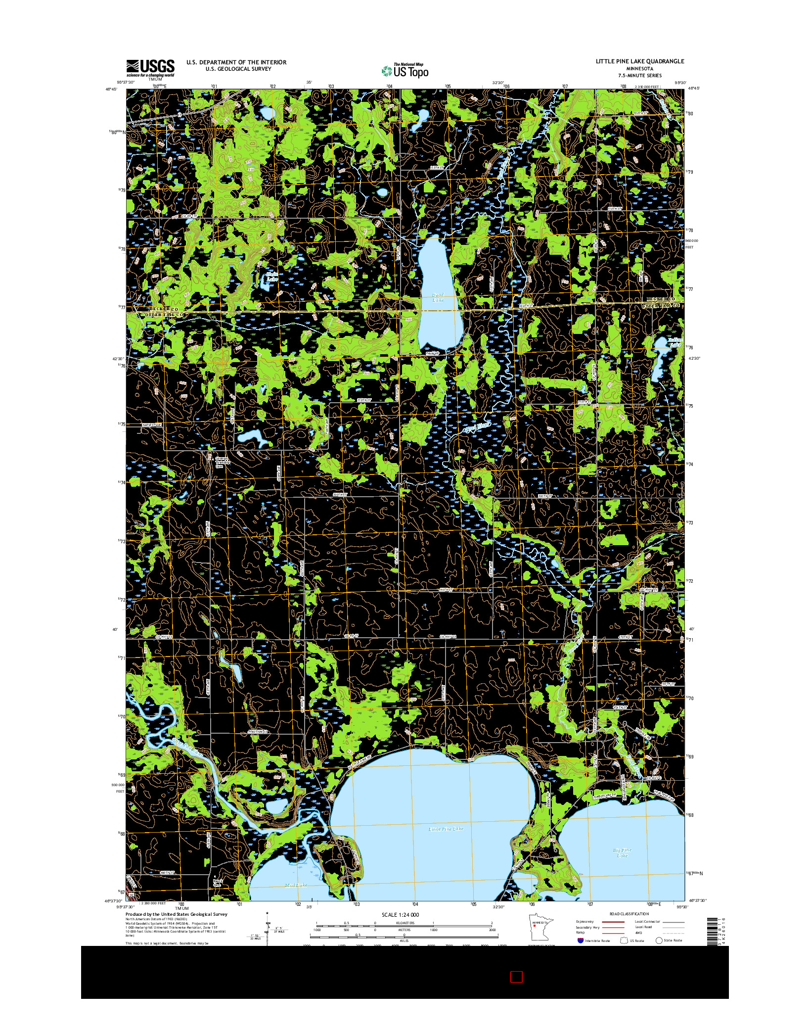 USGS US TOPO 7.5-MINUTE MAP FOR LITTLE PINE LAKE, MN 2016