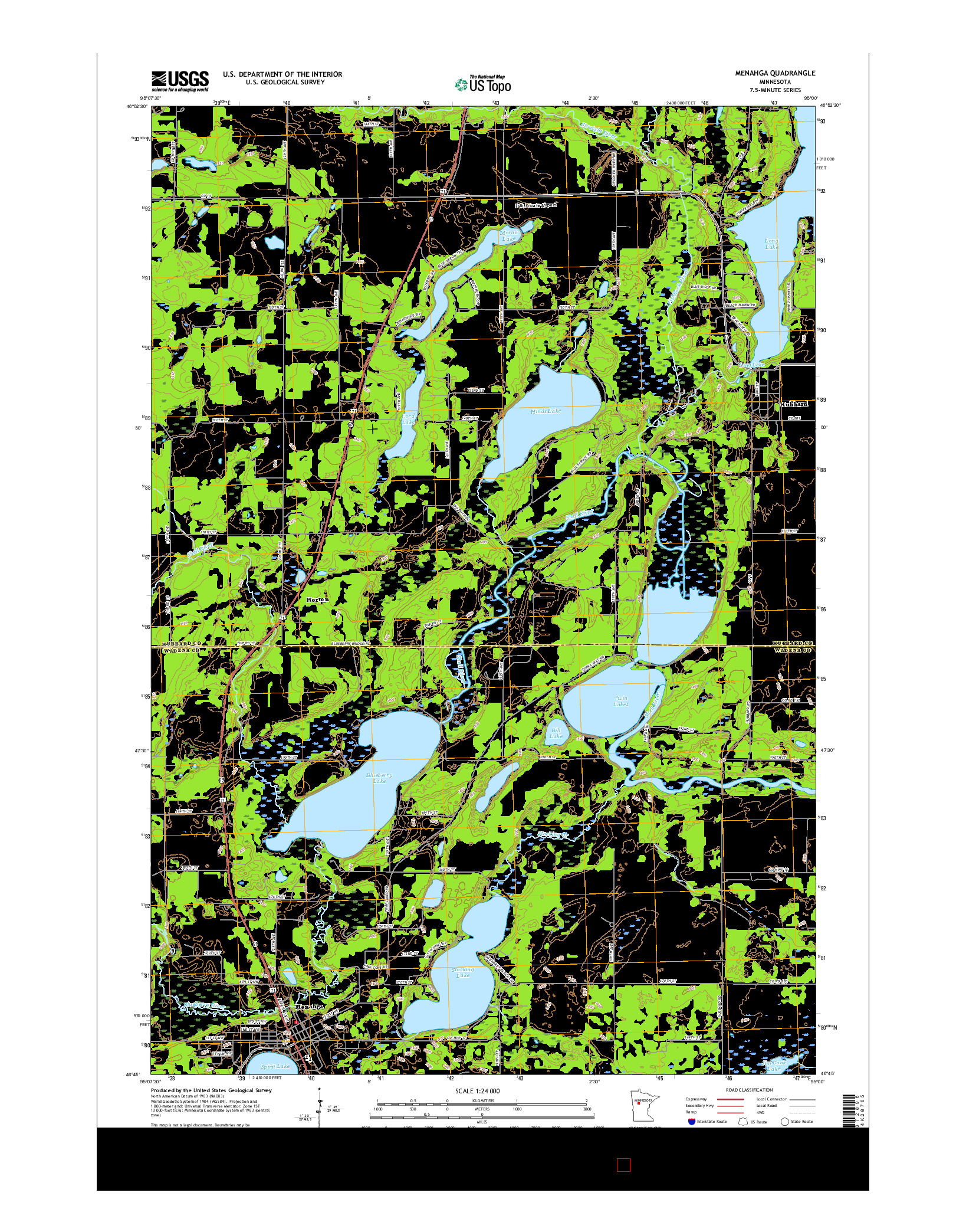 USGS US TOPO 7.5-MINUTE MAP FOR MENAHGA, MN 2016
