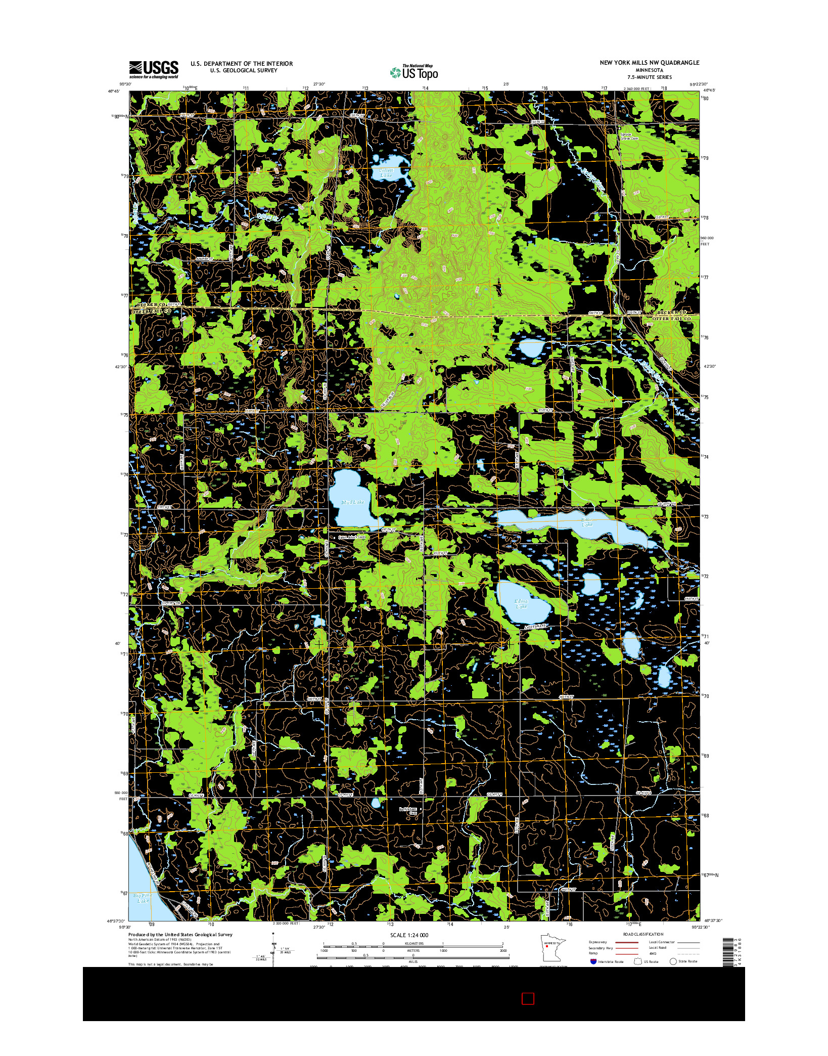 USGS US TOPO 7.5-MINUTE MAP FOR NEW YORK MILLS NW, MN 2016