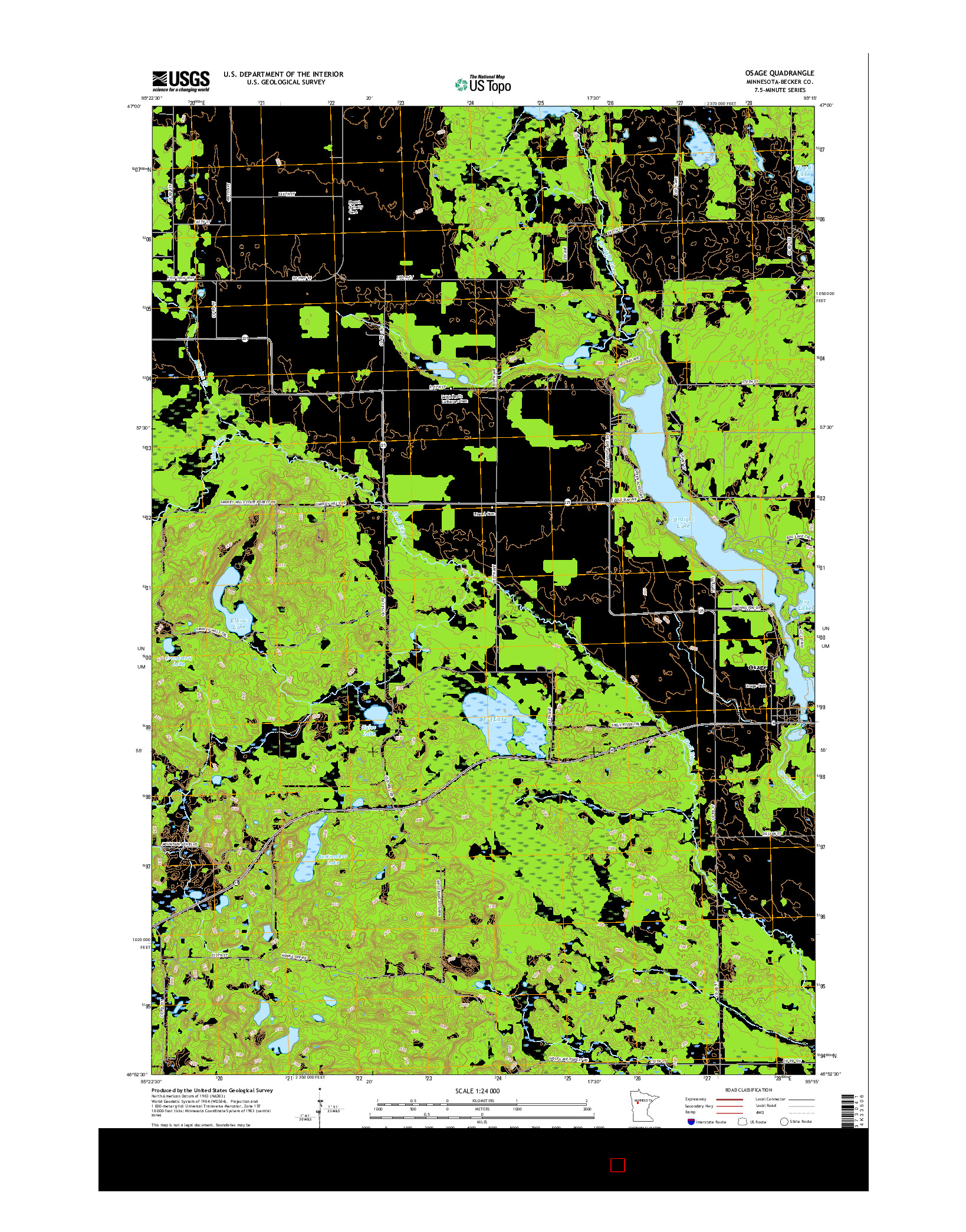 USGS US TOPO 7.5-MINUTE MAP FOR OSAGE, MN 2016