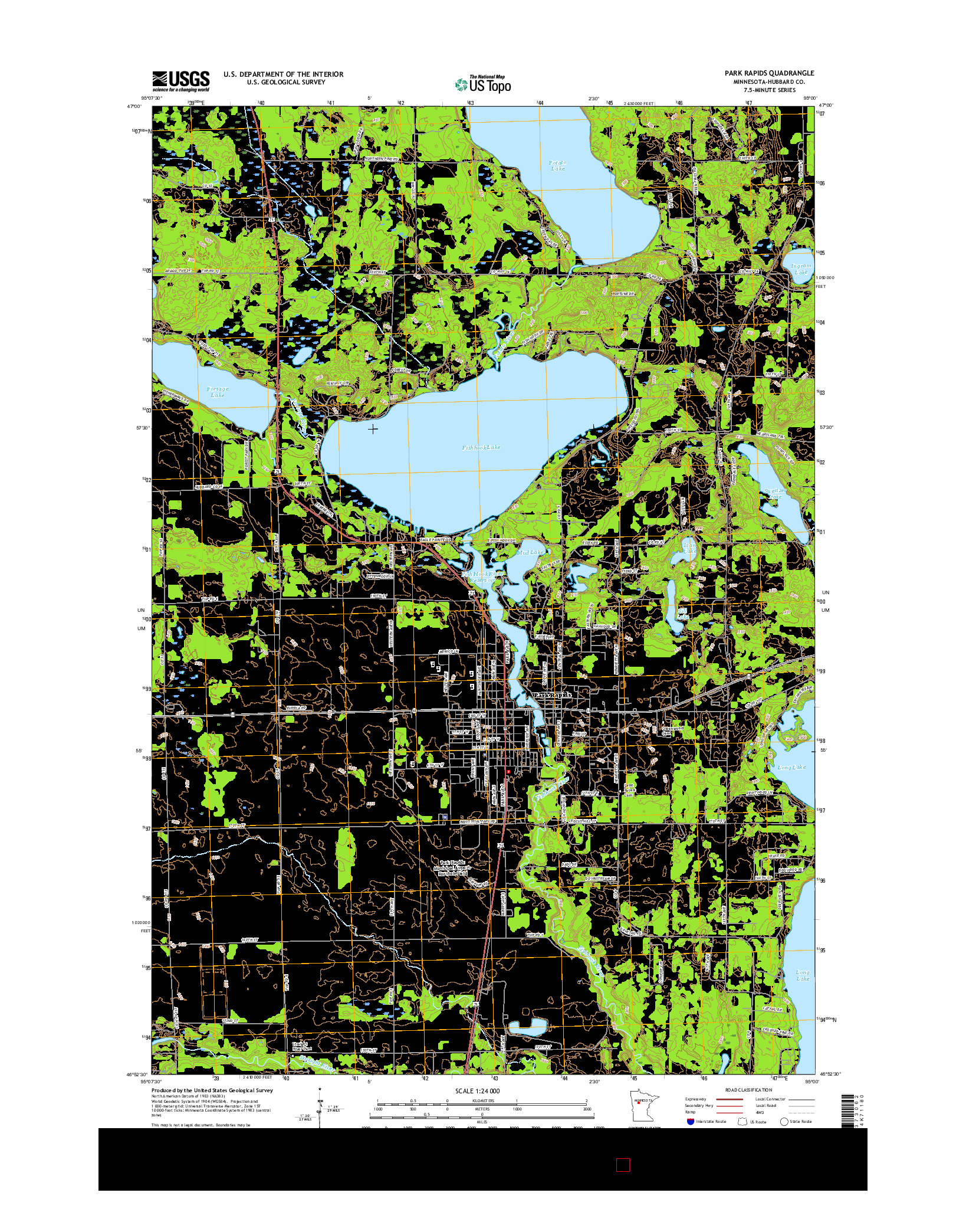 USGS US TOPO 7.5-MINUTE MAP FOR PARK RAPIDS, MN 2016