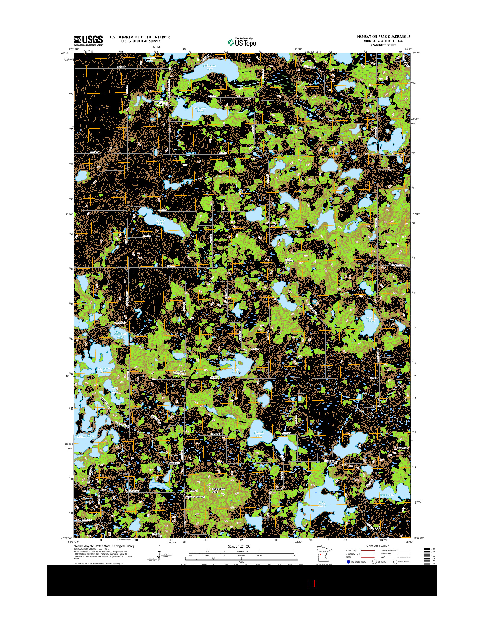 USGS US TOPO 7.5-MINUTE MAP FOR INSPIRATION PEAK, MN 2016