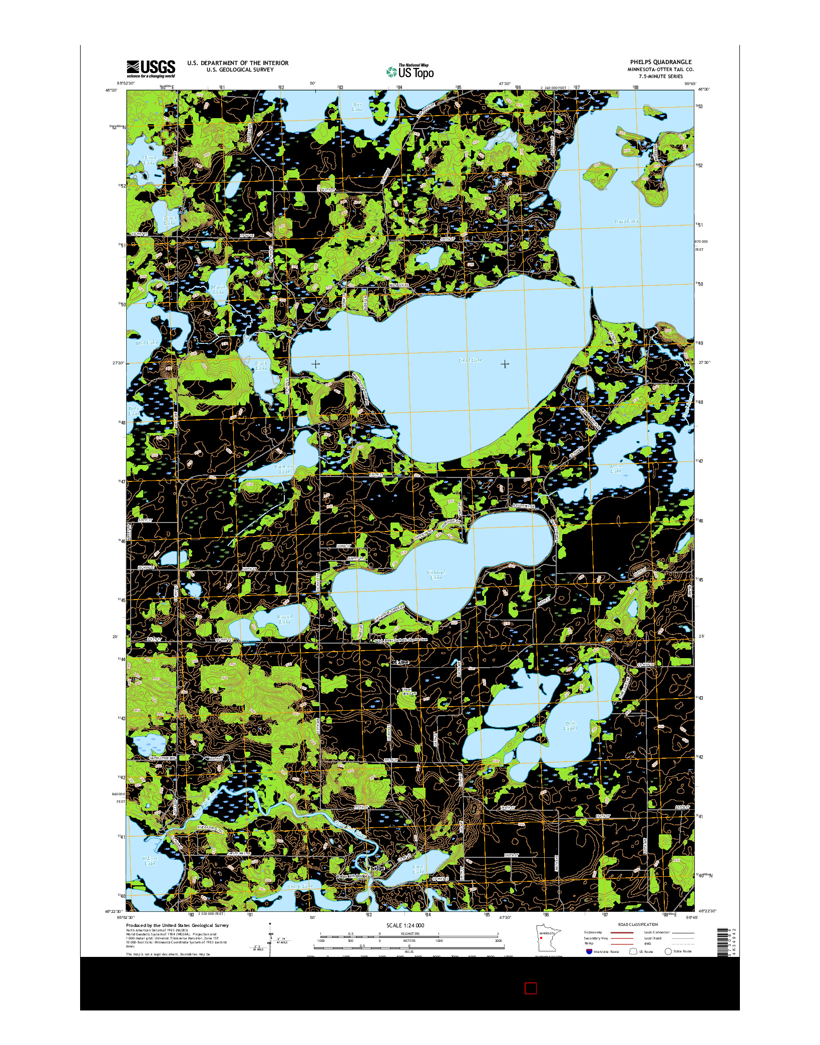 USGS US TOPO 7.5-MINUTE MAP FOR PHELPS, MN 2016