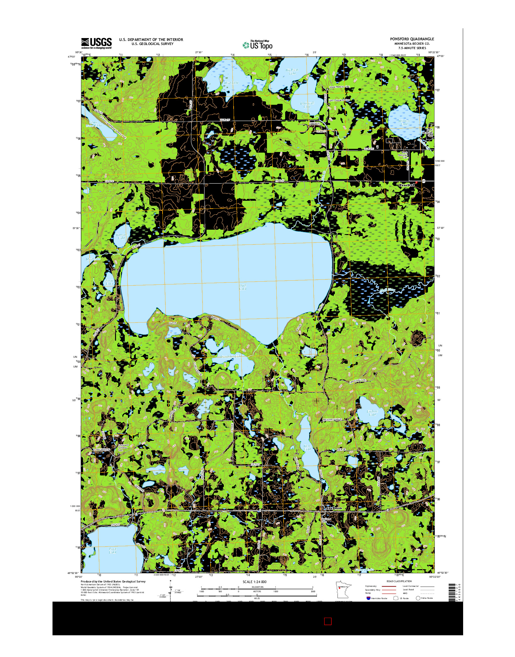 USGS US TOPO 7.5-MINUTE MAP FOR PONSFORD, MN 2016