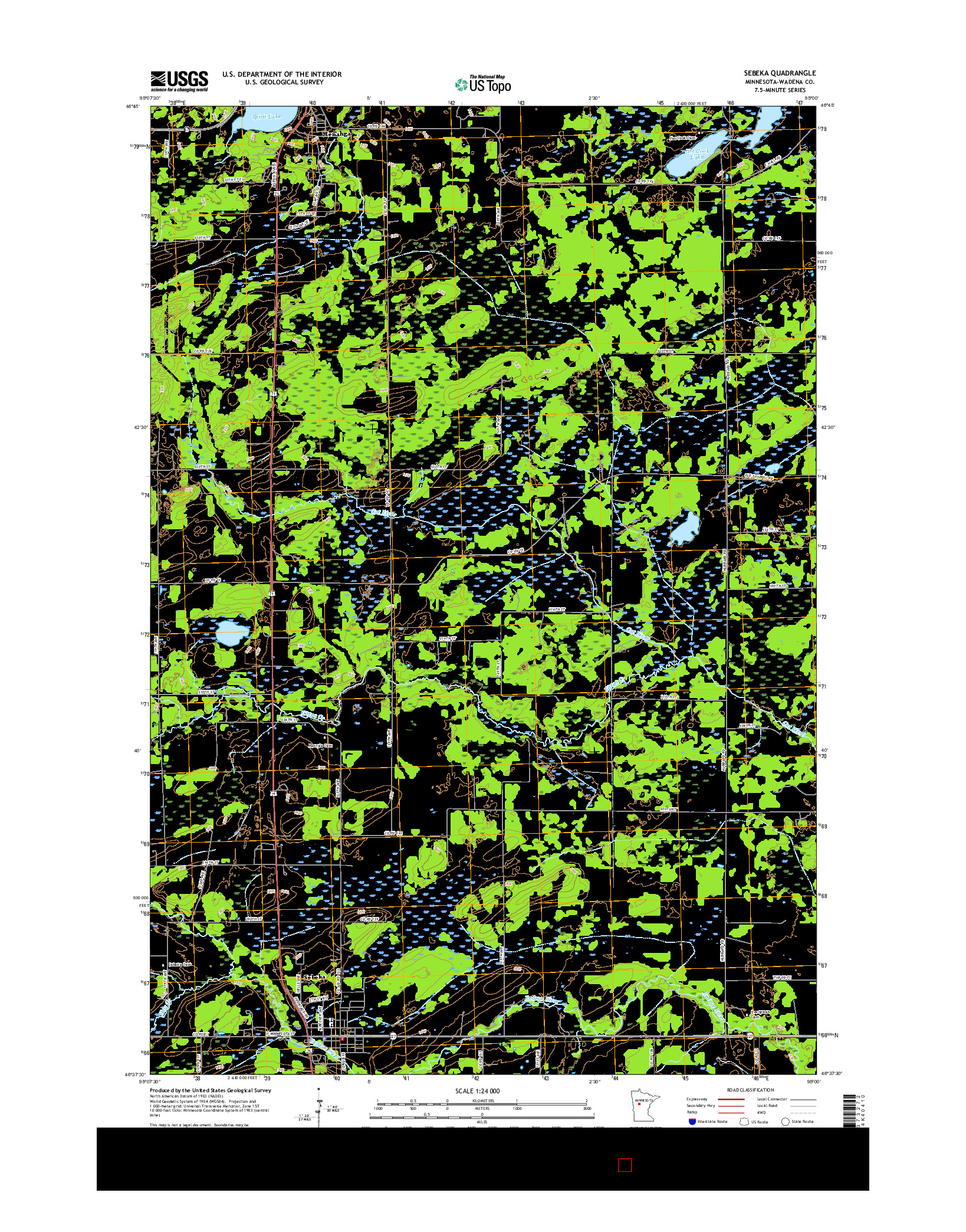 USGS US TOPO 7.5-MINUTE MAP FOR SEBEKA, MN 2016