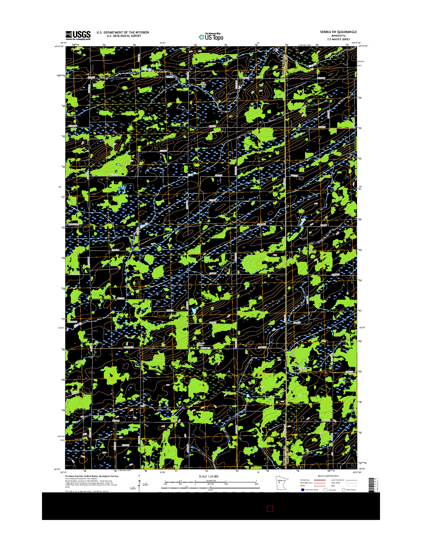 USGS US TOPO 7.5-MINUTE MAP FOR SEBEKA SW, MN 2016