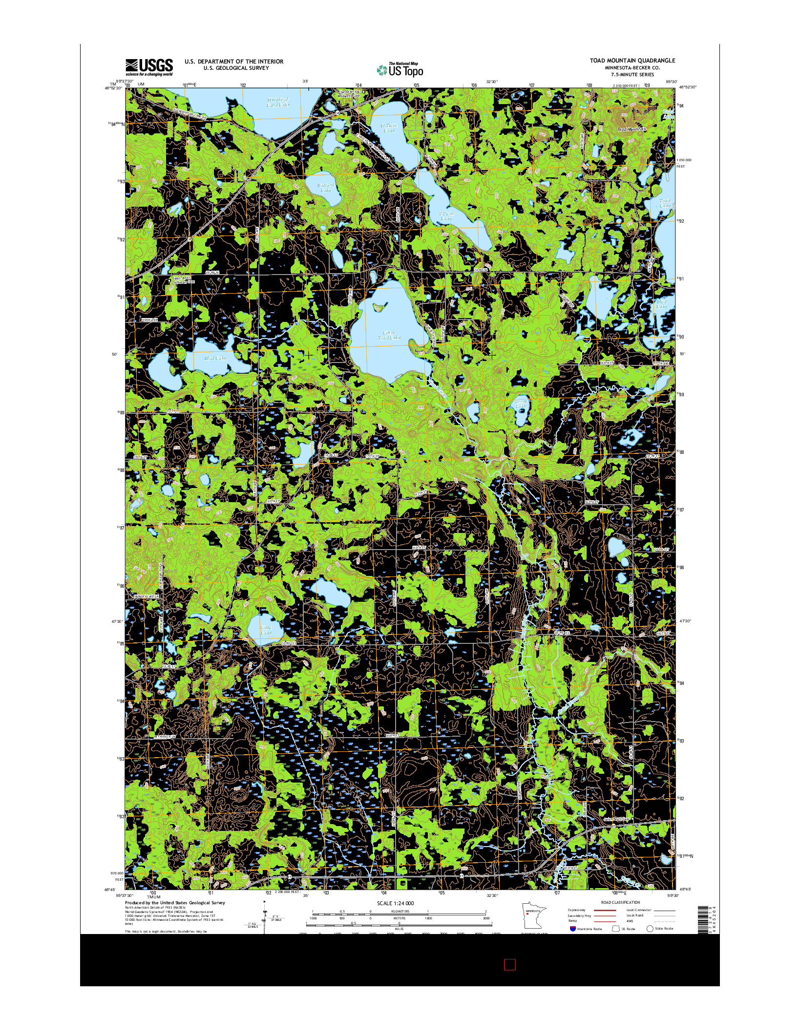 USGS US TOPO 7.5-MINUTE MAP FOR TOAD MOUNTAIN, MN 2016