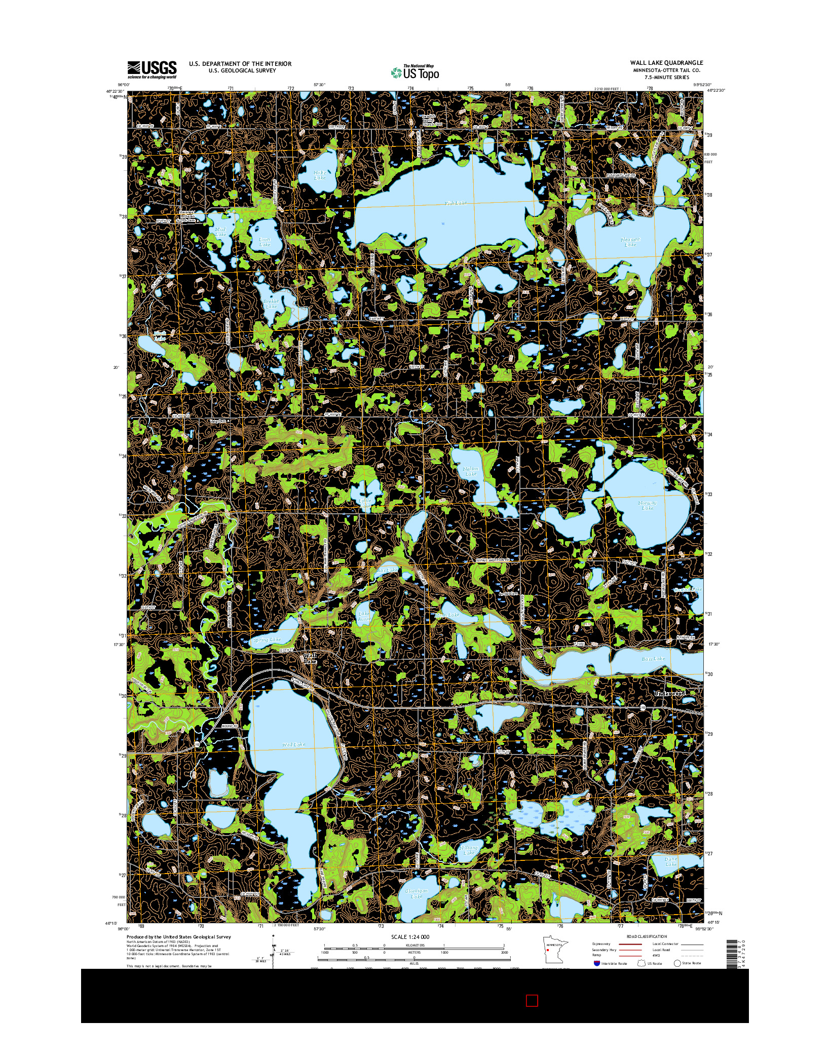 USGS US TOPO 7.5-MINUTE MAP FOR WALL LAKE, MN 2016