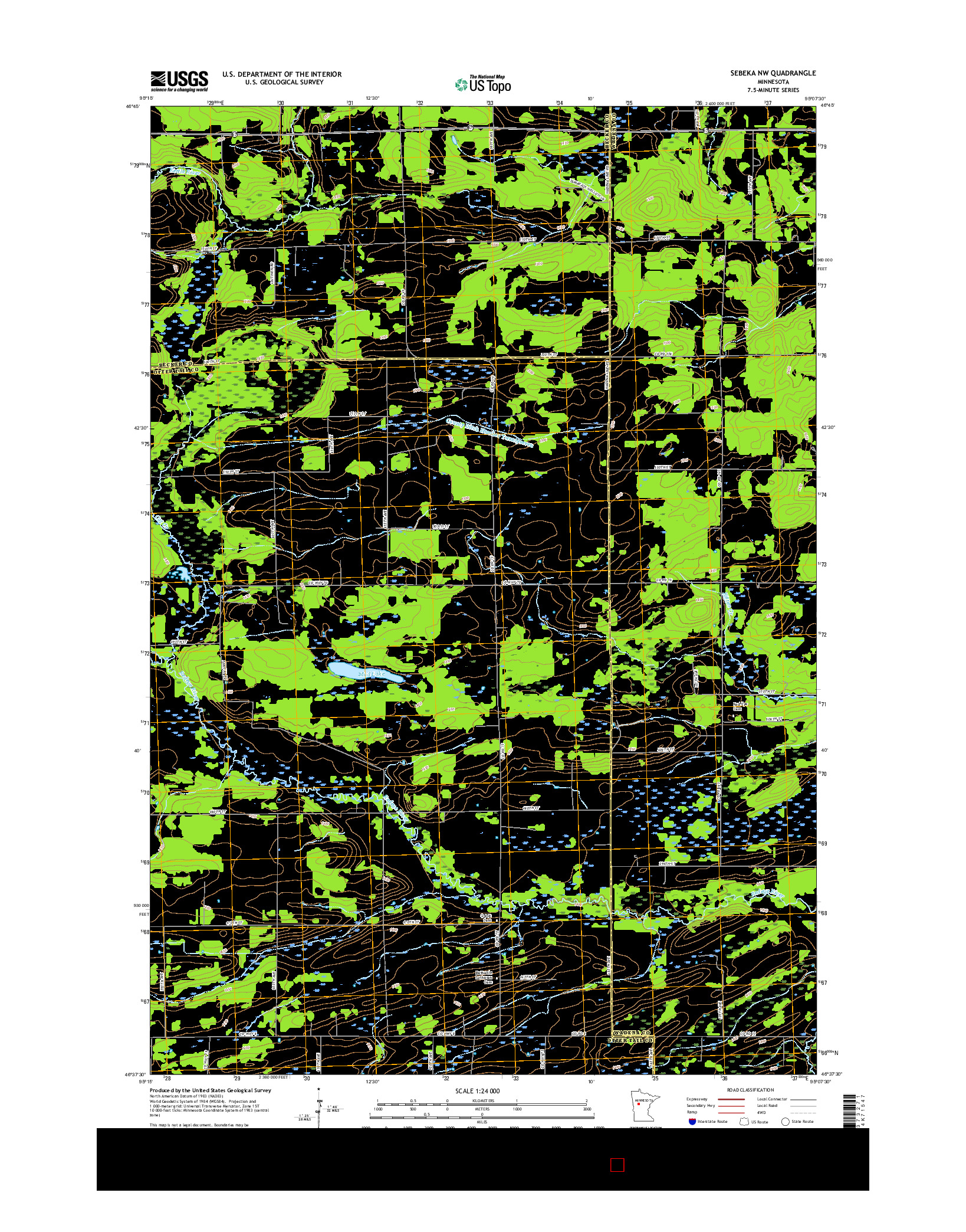 USGS US TOPO 7.5-MINUTE MAP FOR SEBEKA NW, MN 2016