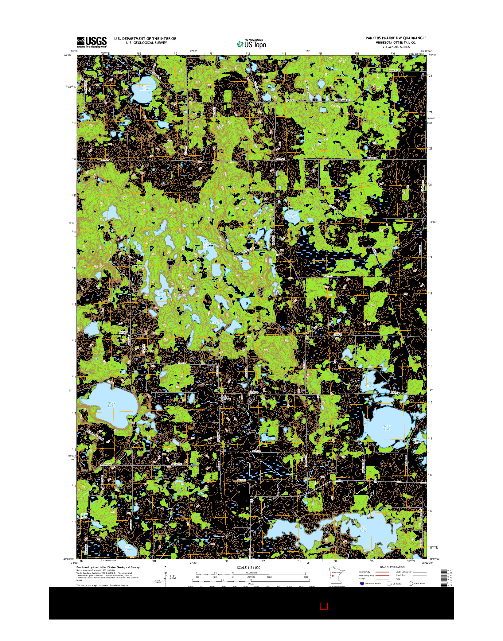 USGS US TOPO 7.5-MINUTE MAP FOR PARKERS PRAIRIE NW, MN 2016