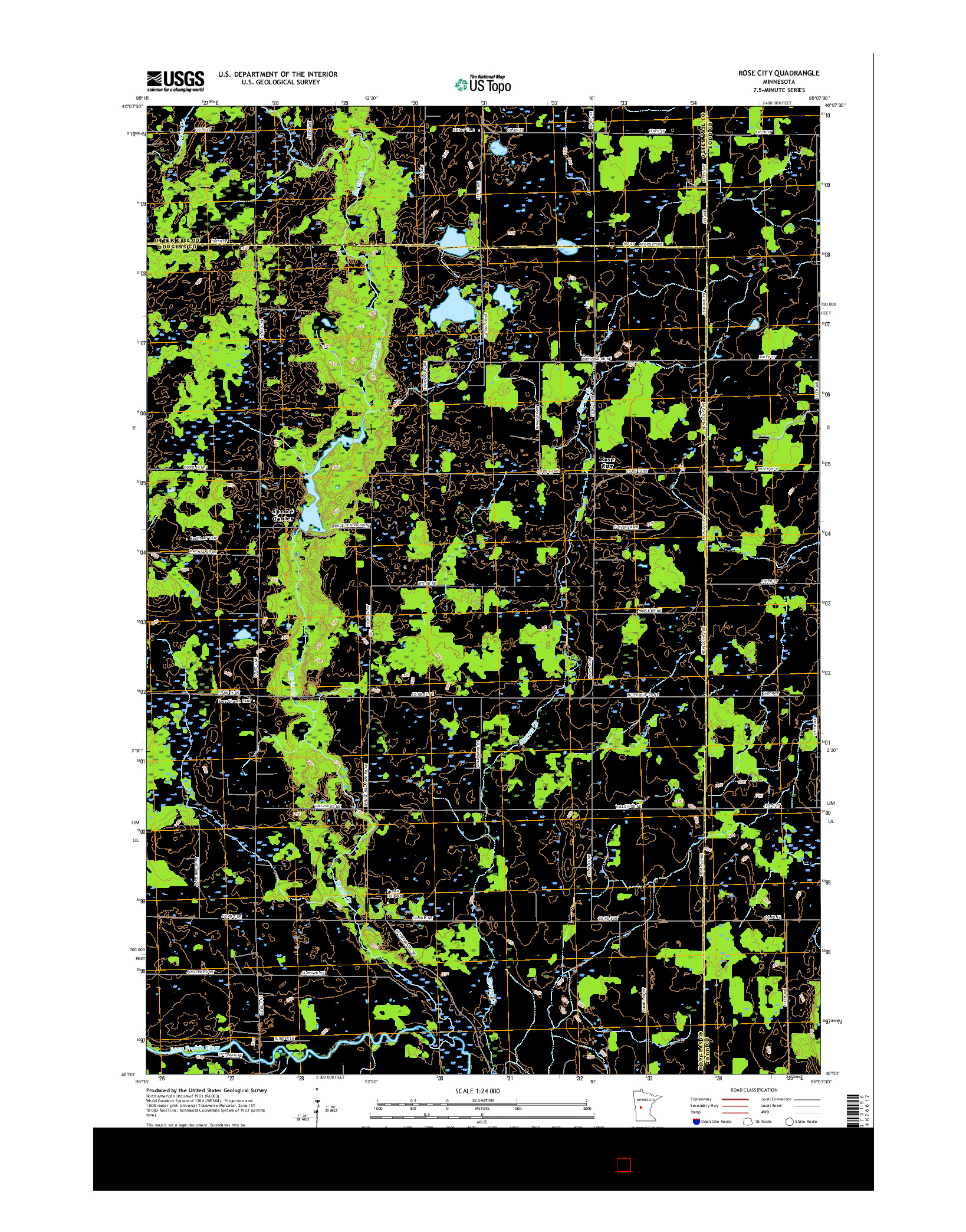 USGS US TOPO 7.5-MINUTE MAP FOR ROSE CITY, MN 2016