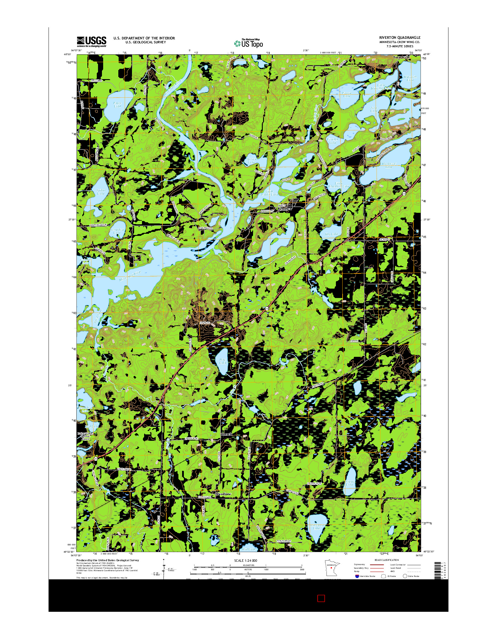 USGS US TOPO 7.5-MINUTE MAP FOR RIVERTON, MN 2016