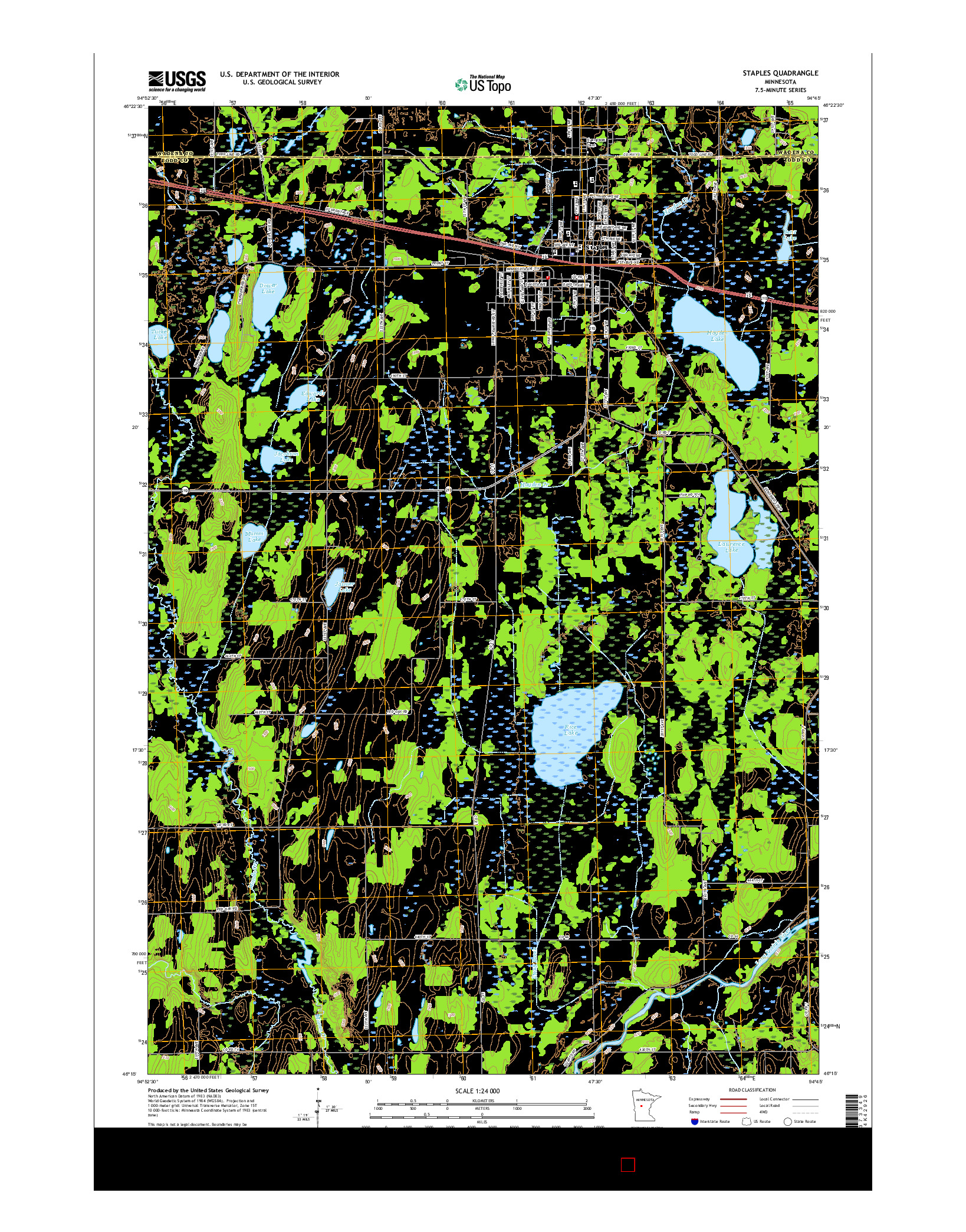 USGS US TOPO 7.5-MINUTE MAP FOR STAPLES, MN 2016