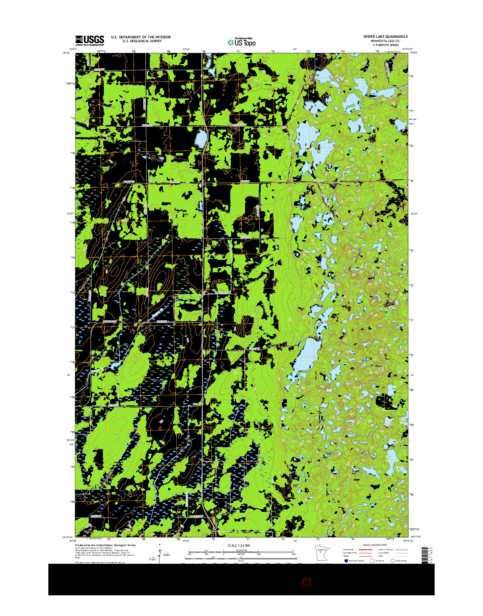 USGS US TOPO 7.5-MINUTE MAP FOR SPIDER LAKE, MN 2016