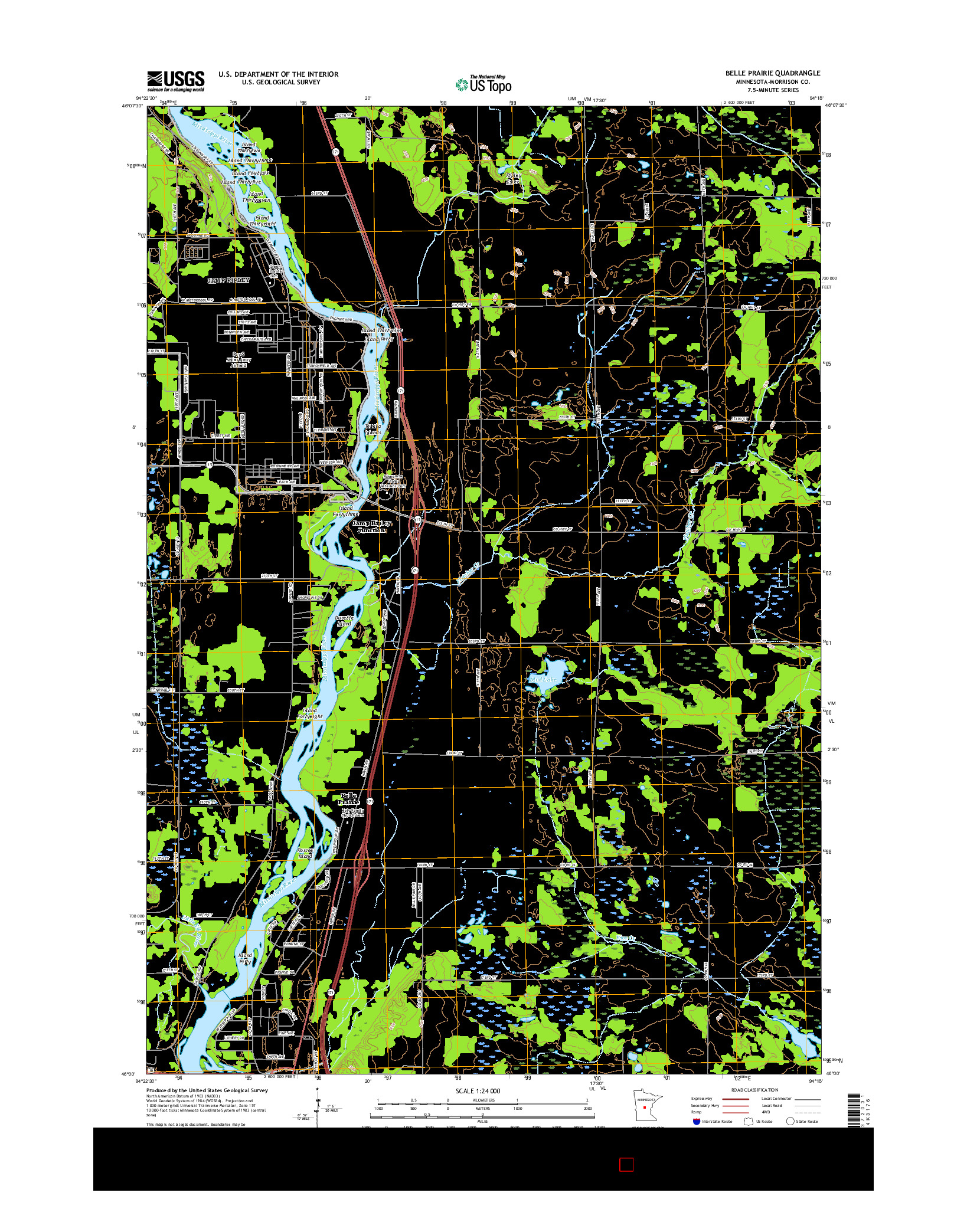 USGS US TOPO 7.5-MINUTE MAP FOR BELLE PRAIRIE, MN 2016