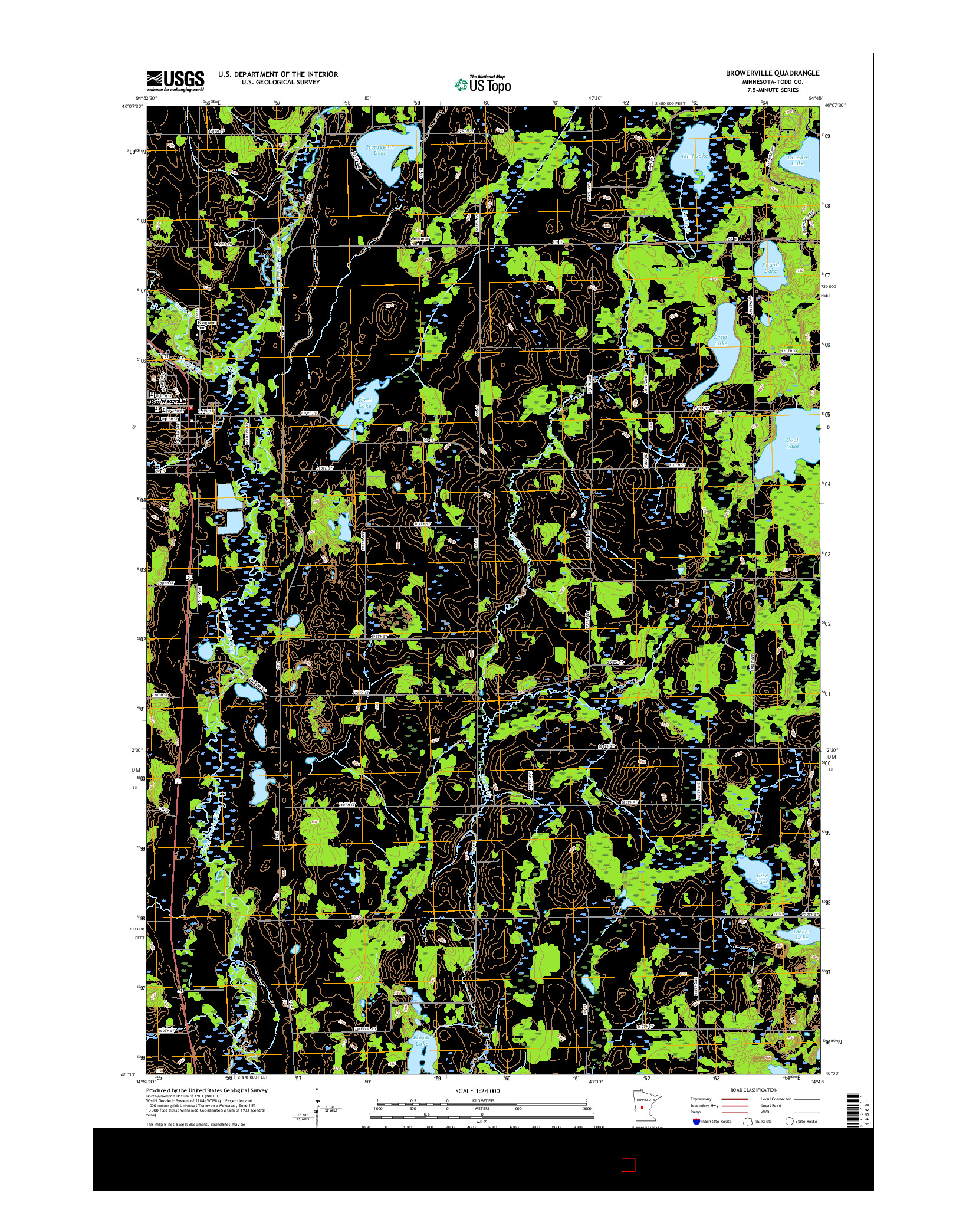 USGS US TOPO 7.5-MINUTE MAP FOR BROWERVILLE, MN 2016