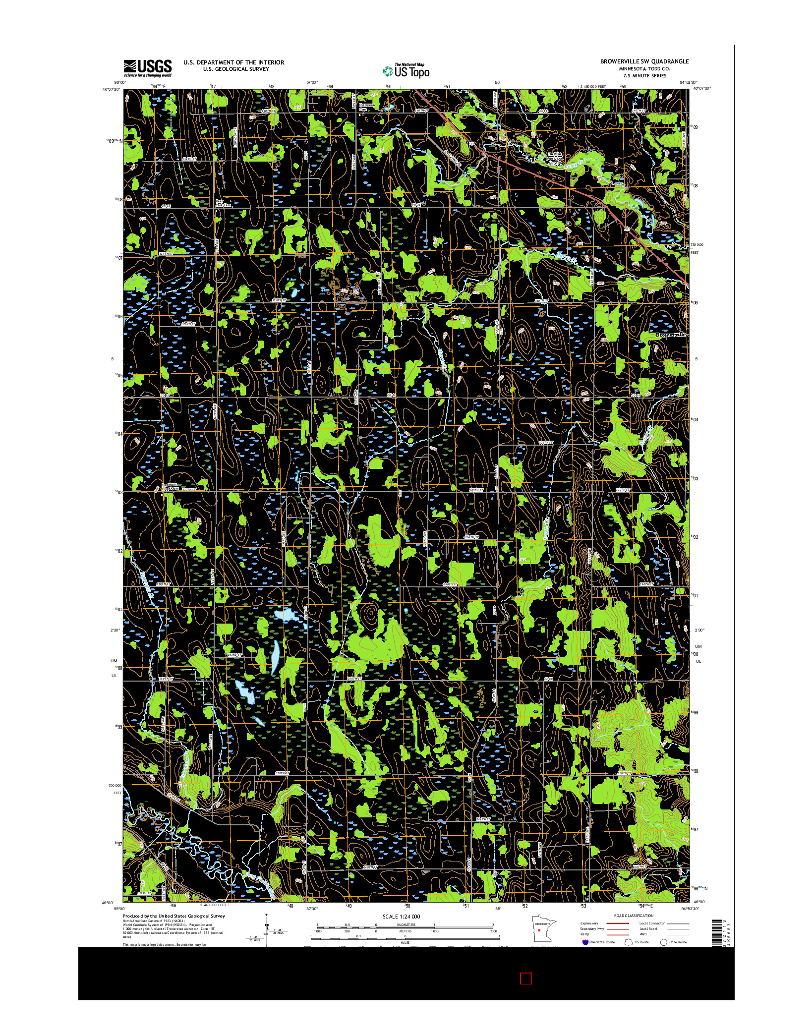 USGS US TOPO 7.5-MINUTE MAP FOR BROWERVILLE SW, MN 2016