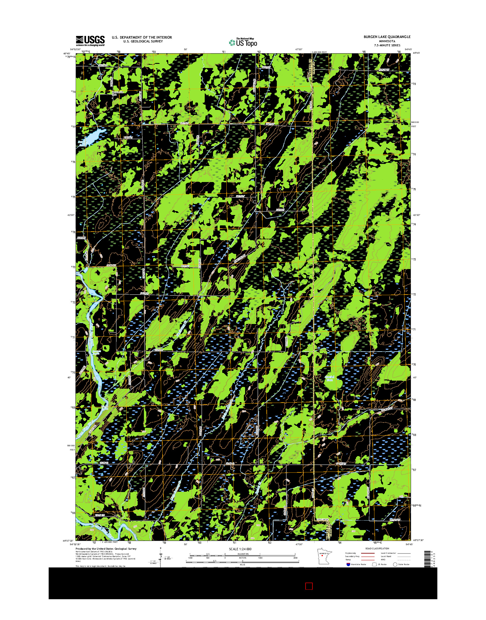 USGS US TOPO 7.5-MINUTE MAP FOR BURGEN LAKE, MN 2016