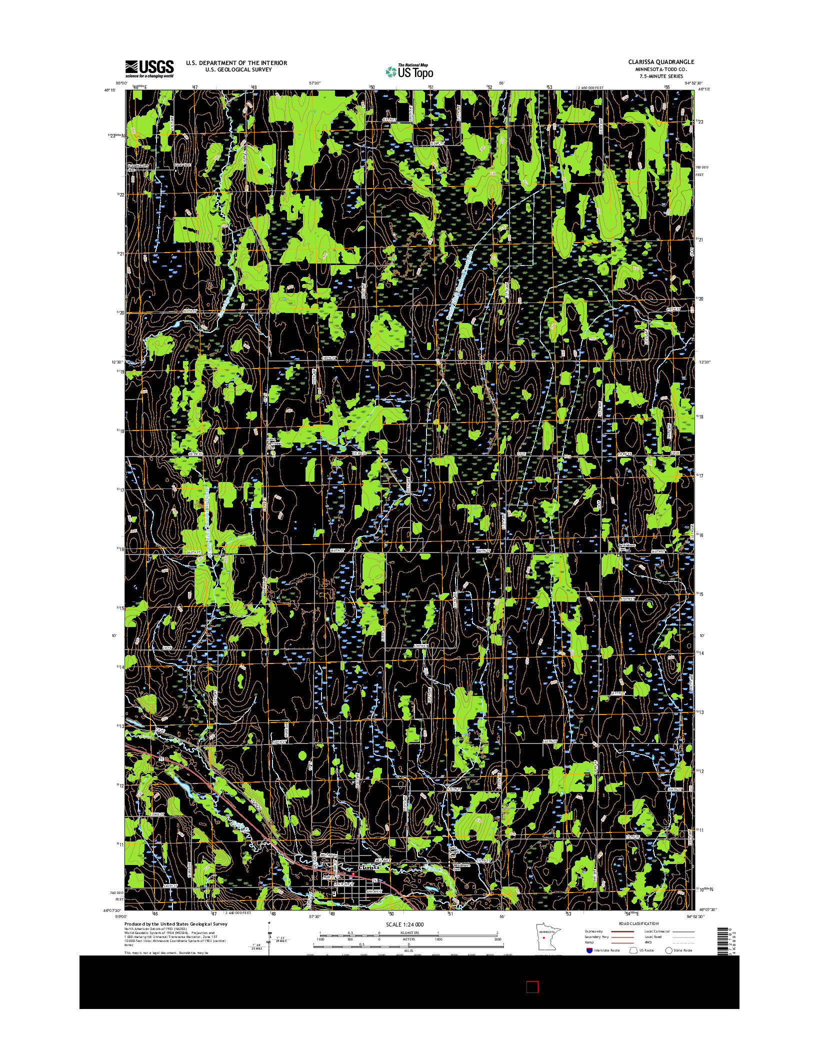 USGS US TOPO 7.5-MINUTE MAP FOR CLARISSA, MN 2016