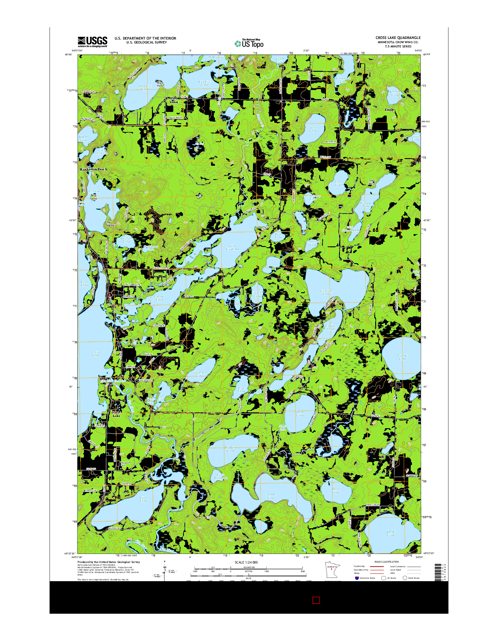 USGS US TOPO 7.5-MINUTE MAP FOR CROSS LAKE, MN 2016