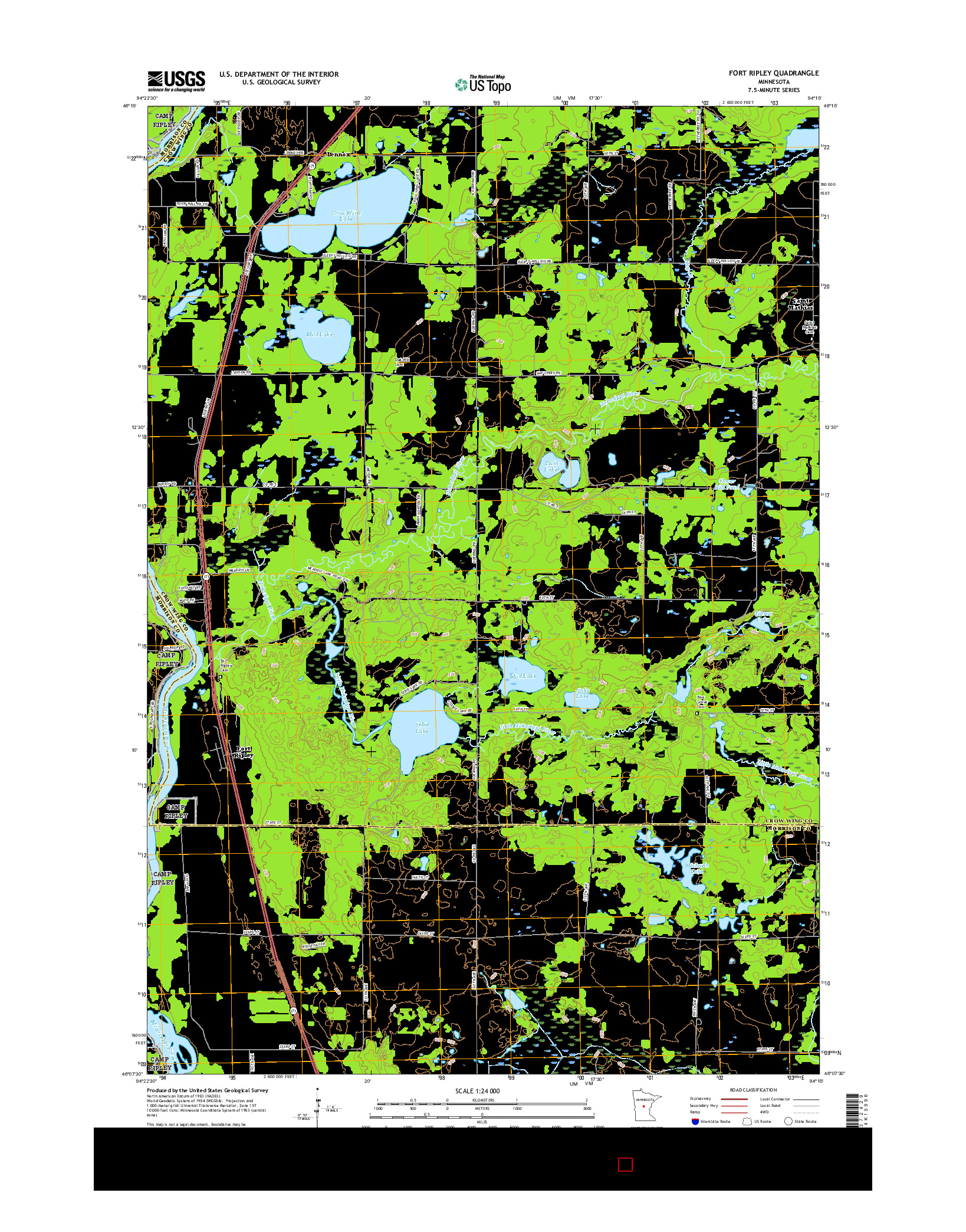 USGS US TOPO 7.5-MINUTE MAP FOR FORT RIPLEY, MN 2016