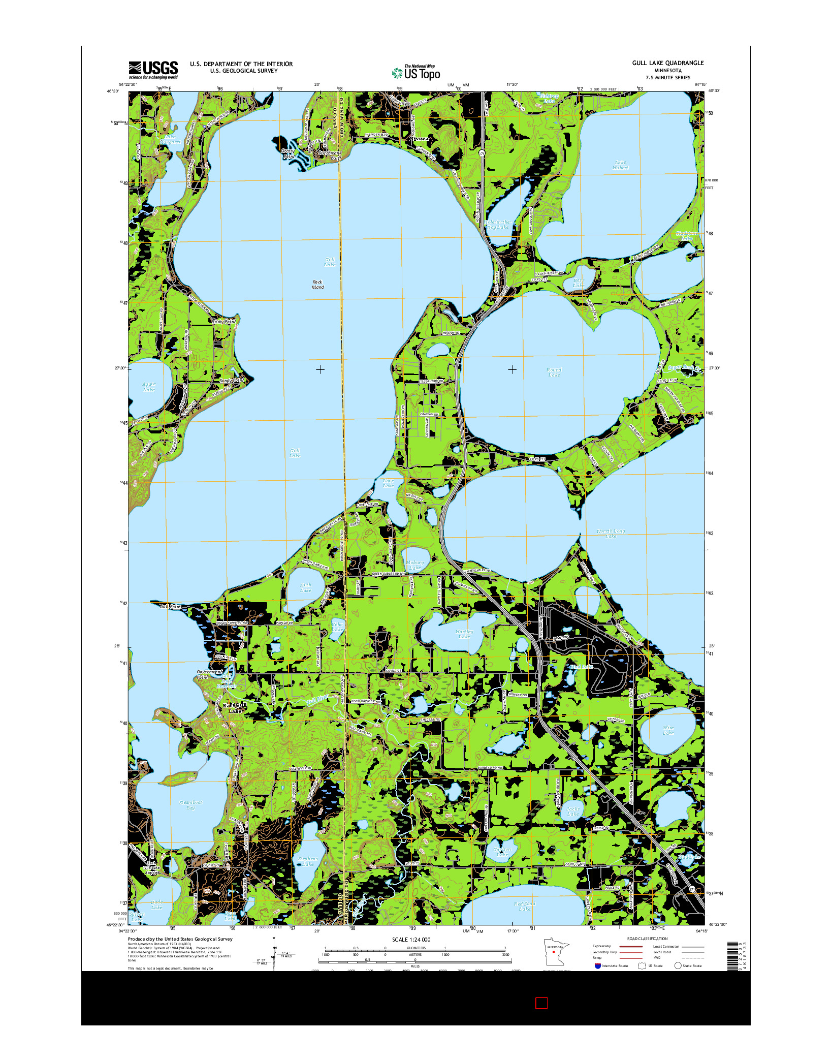 USGS US TOPO 7.5-MINUTE MAP FOR GULL LAKE, MN 2016
