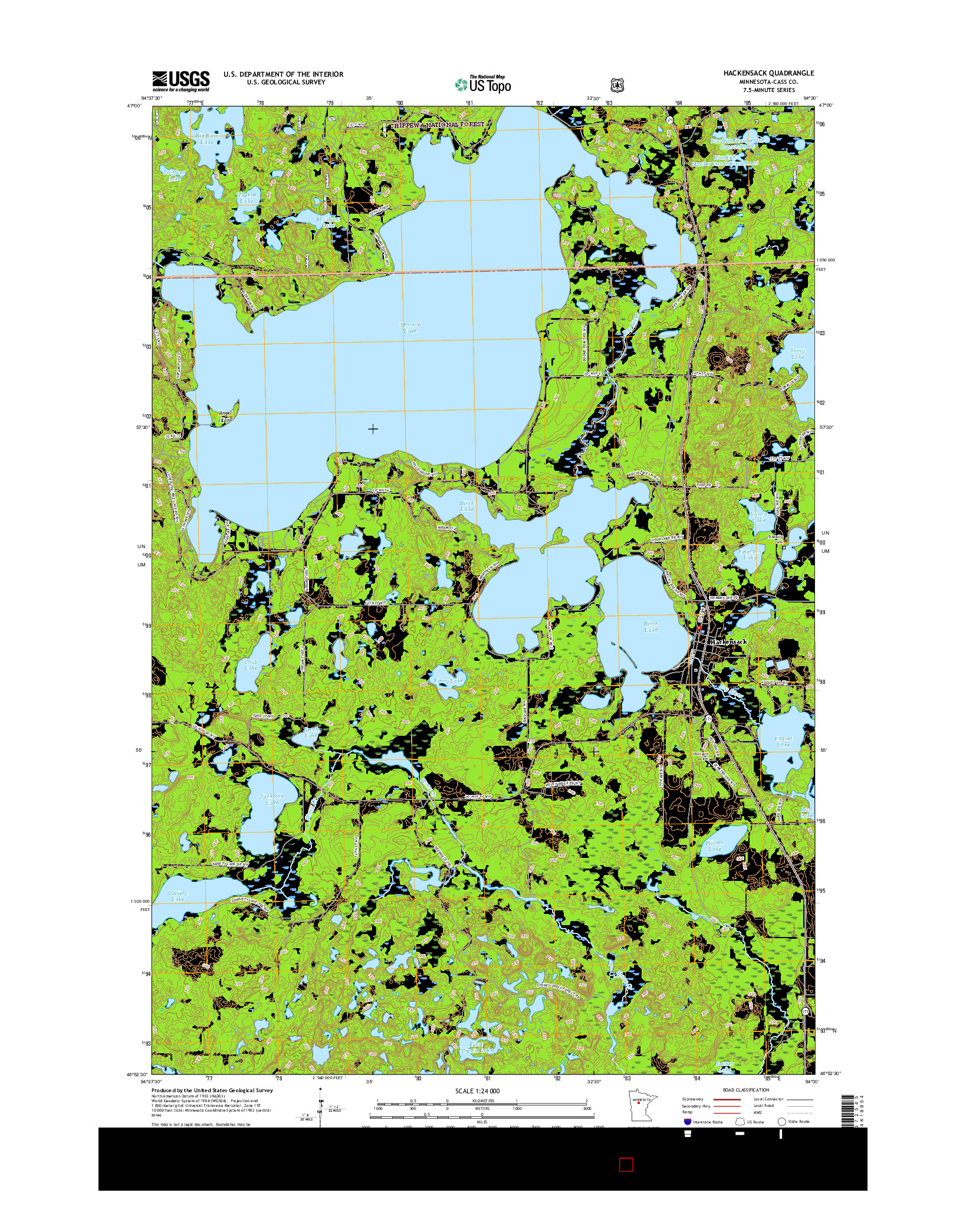 USGS US TOPO 7.5-MINUTE MAP FOR HACKENSACK, MN 2016