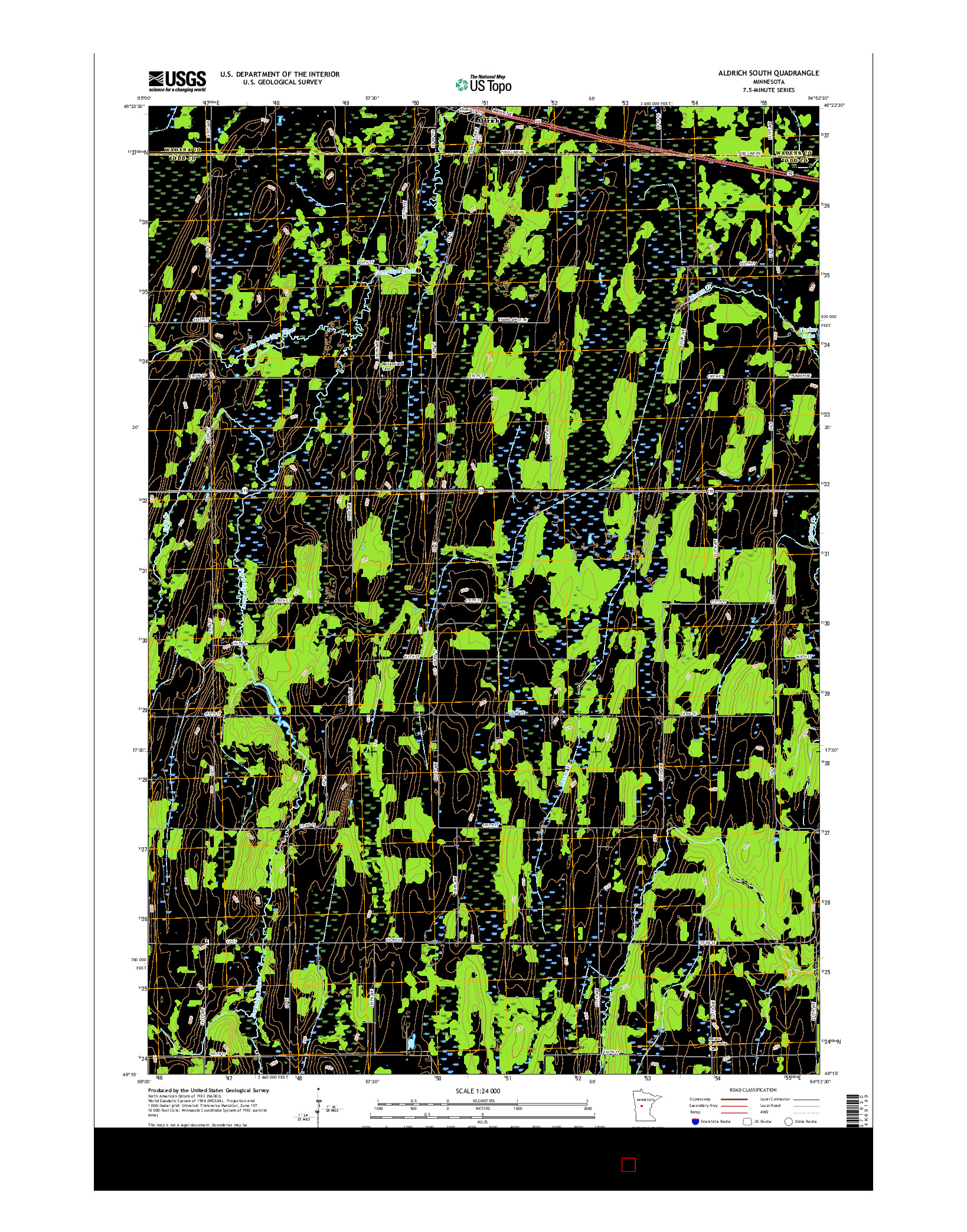 USGS US TOPO 7.5-MINUTE MAP FOR ALDRICH SOUTH, MN 2016