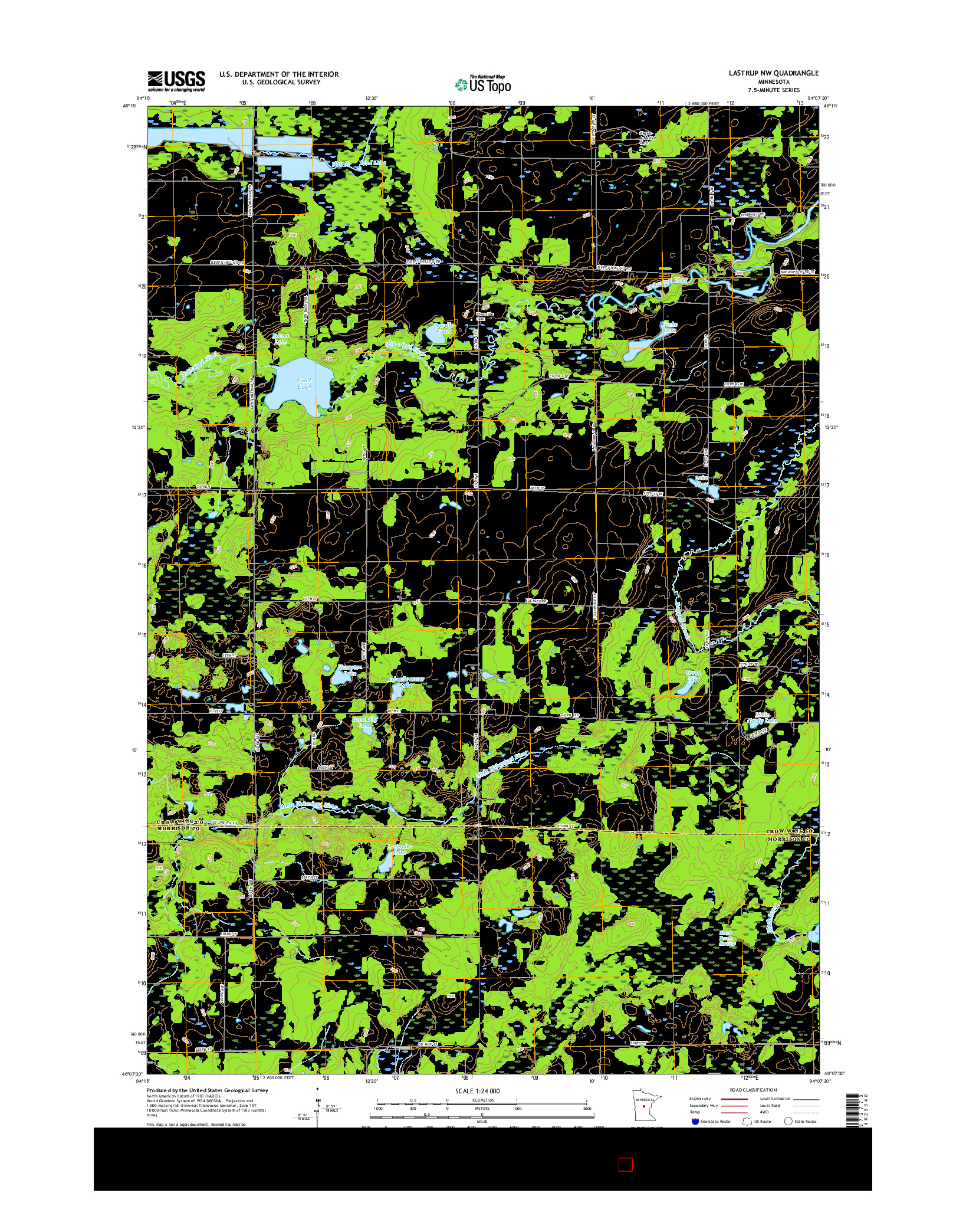 USGS US TOPO 7.5-MINUTE MAP FOR LASTRUP NW, MN 2016